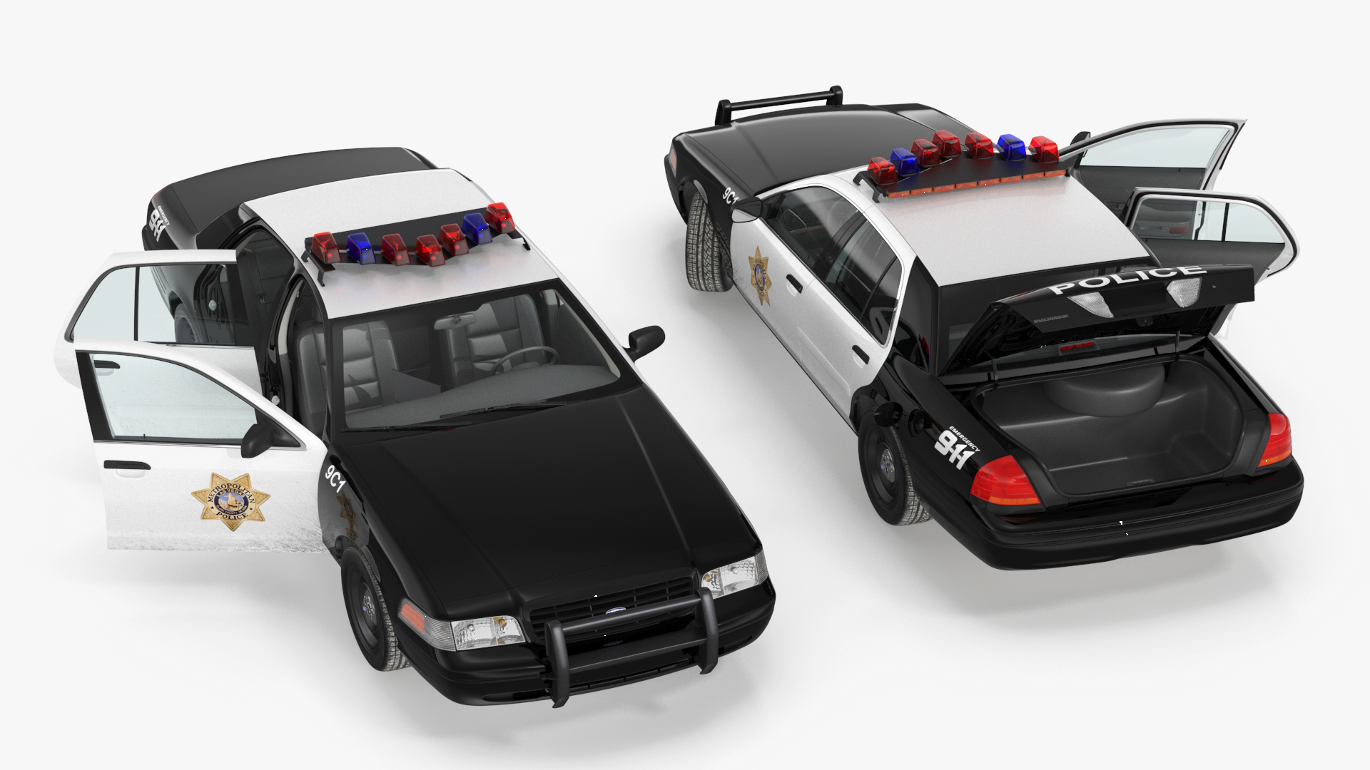 3D model Police Interceptor Sedan Ford Crown Victoria Rigged for Cinema 4D