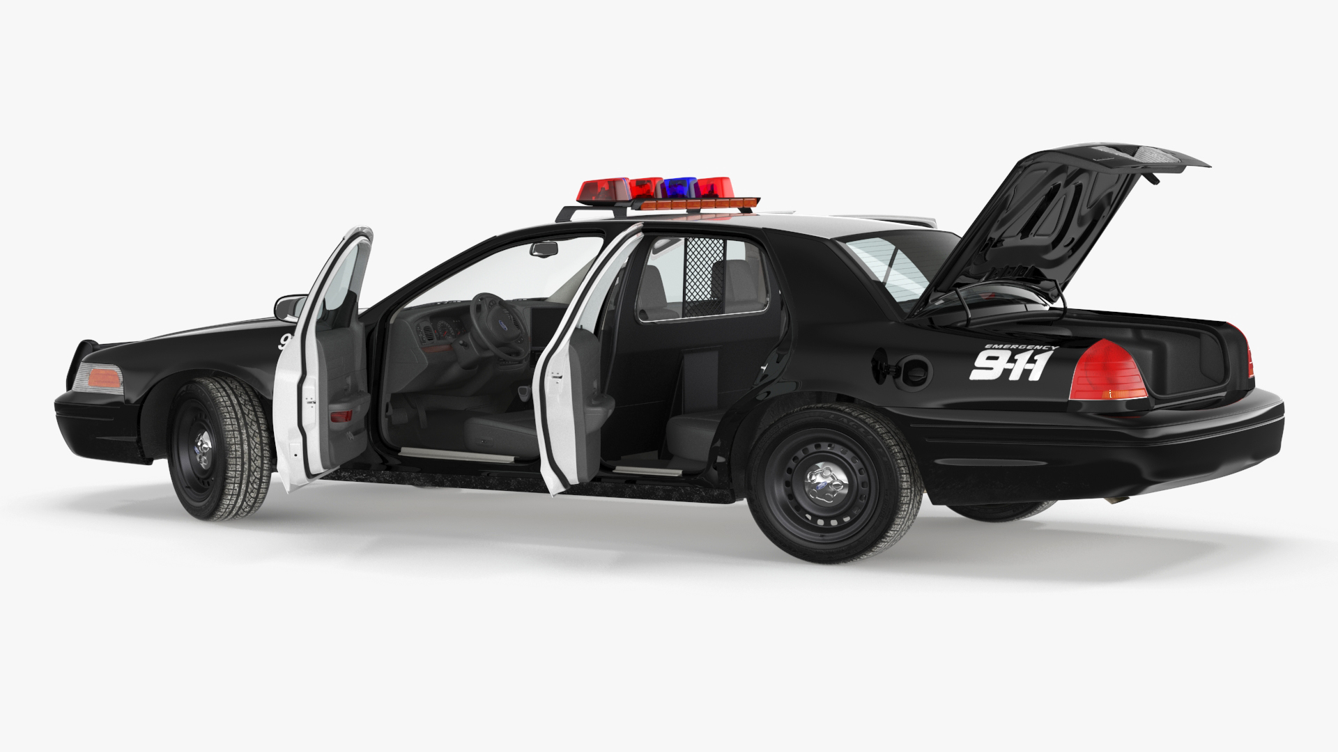 3D model Police Interceptor Sedan Ford Crown Victoria Rigged for Cinema 4D