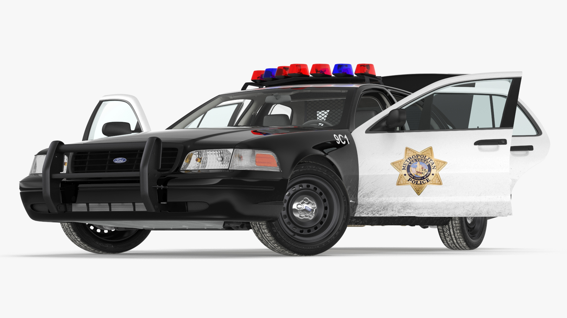 3D model Police Interceptor Sedan Ford Crown Victoria Rigged for Cinema 4D