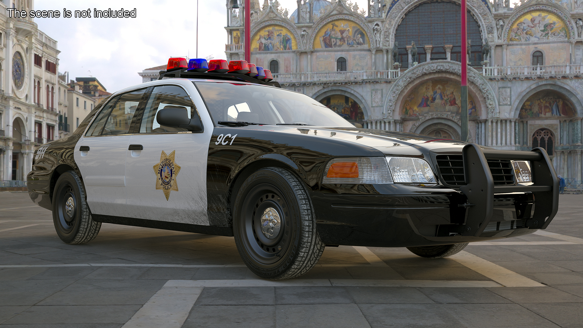 3D model Police Interceptor Sedan Ford Crown Victoria Rigged for Cinema 4D