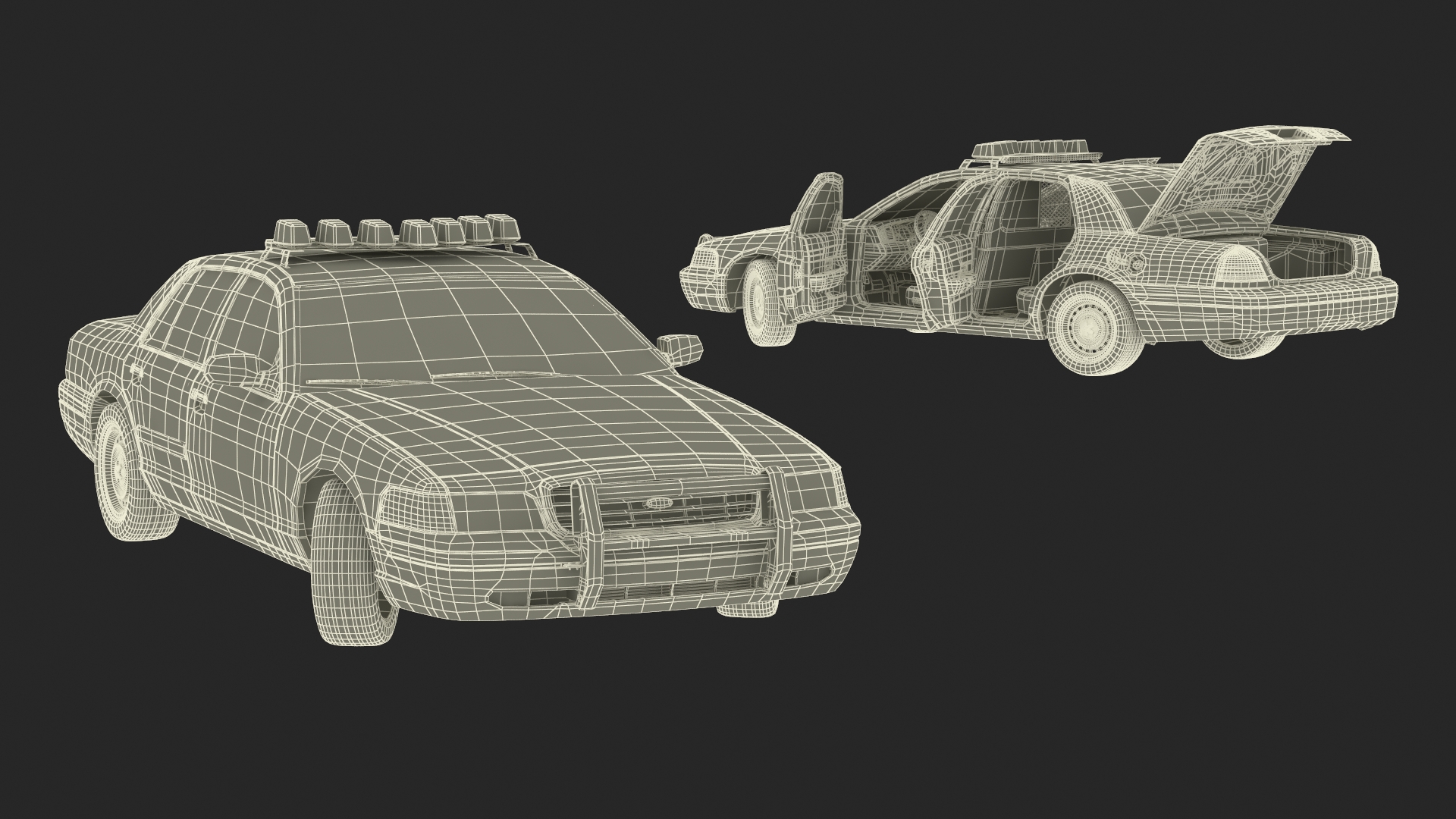 3D model Police Interceptor Sedan Ford Crown Victoria Rigged for Cinema 4D