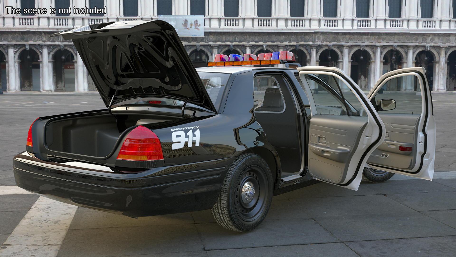 3D model Police Interceptor Sedan Ford Crown Victoria Rigged for Cinema 4D