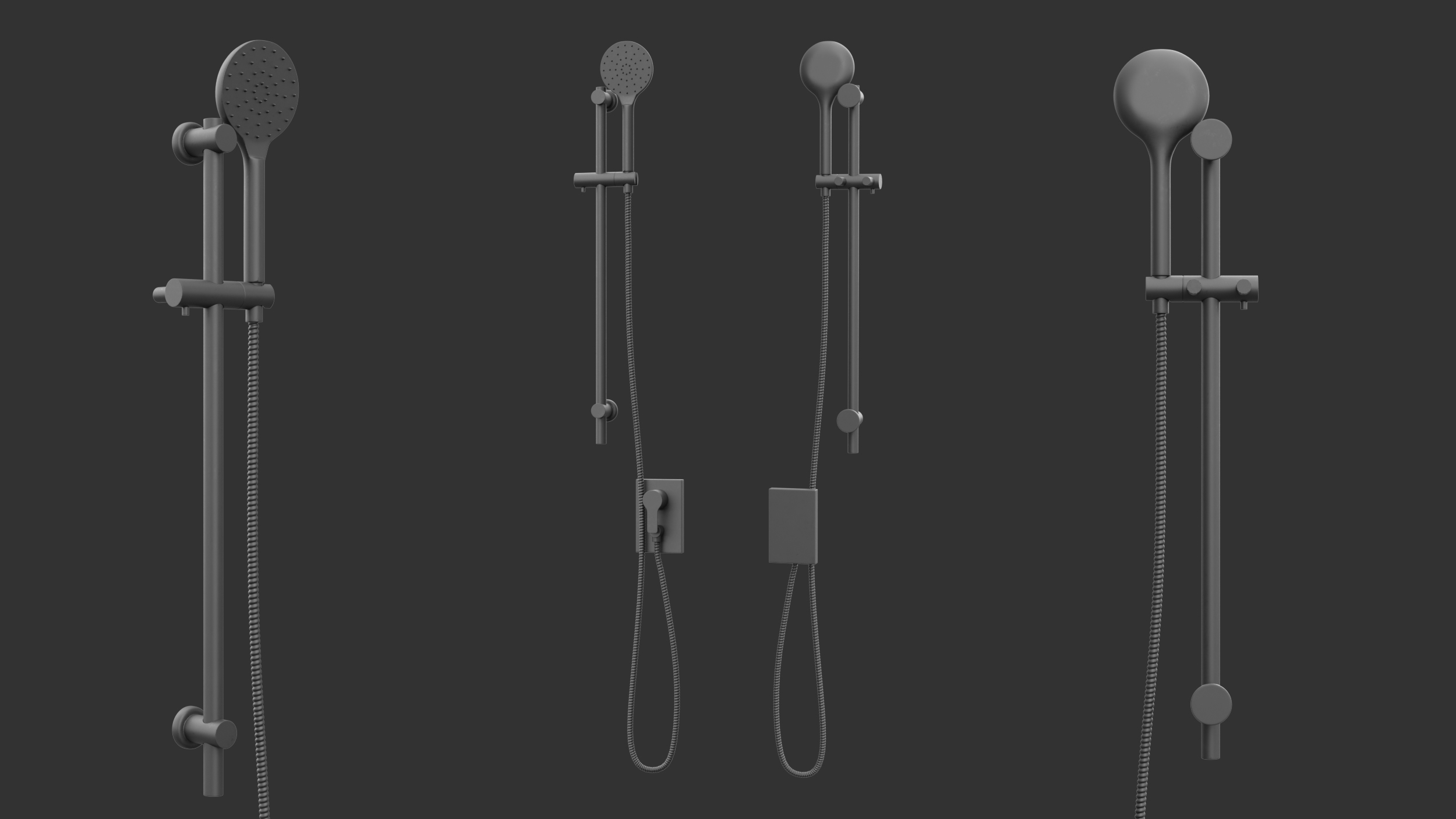 3D Handheld Shower System Black model
