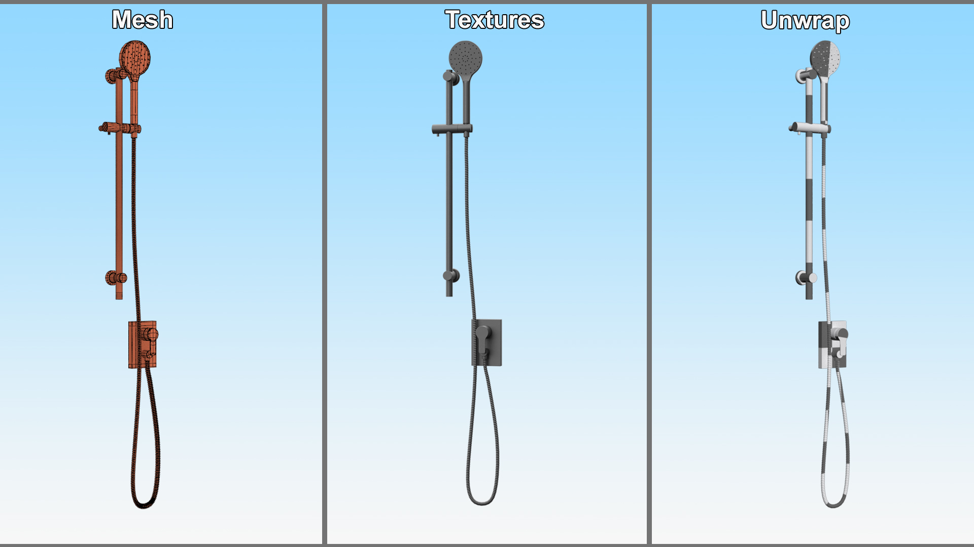 3D Handheld Shower System Black model