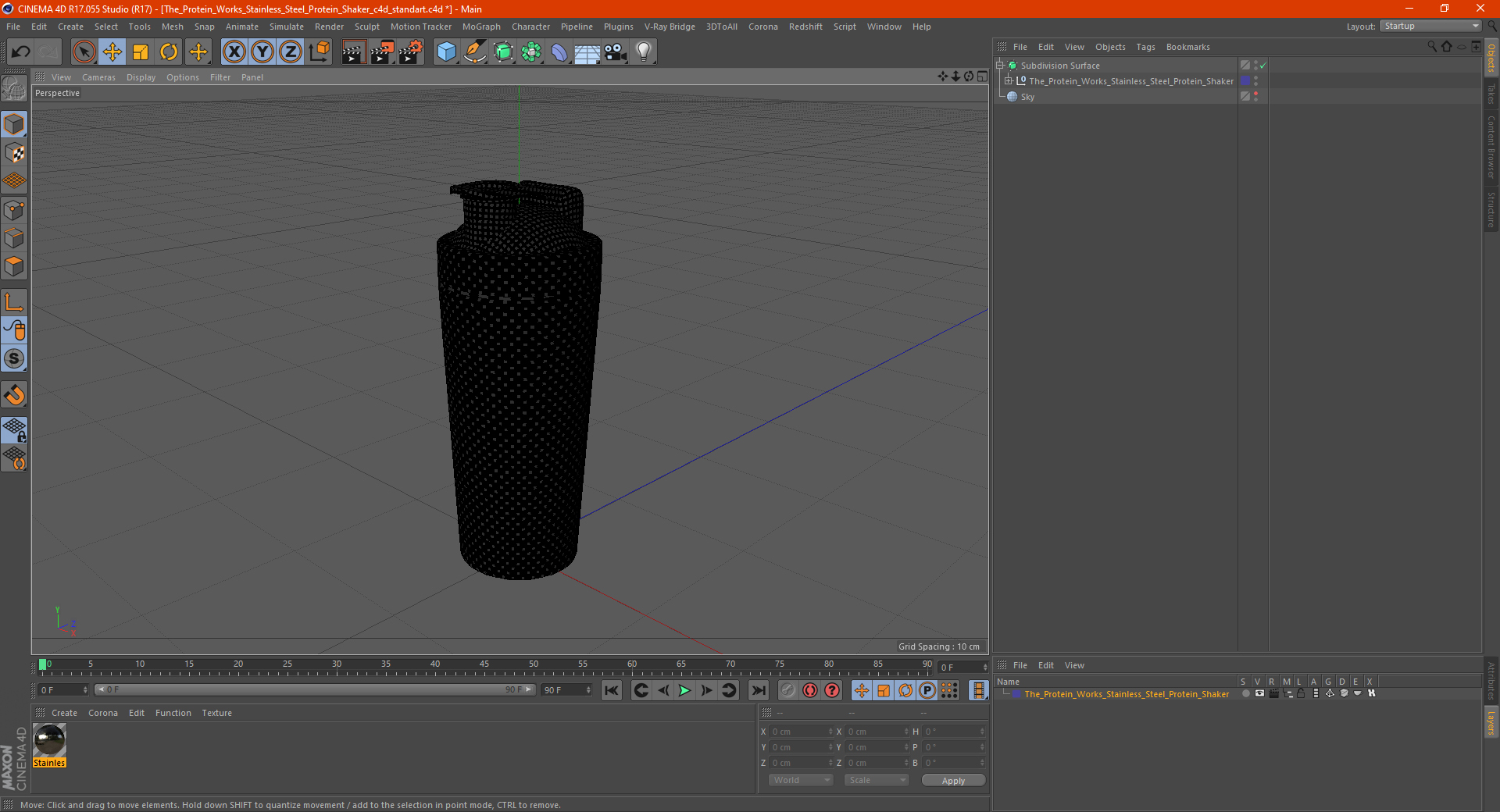 3D The Protein Works Stainless Steel Protein Shaker model