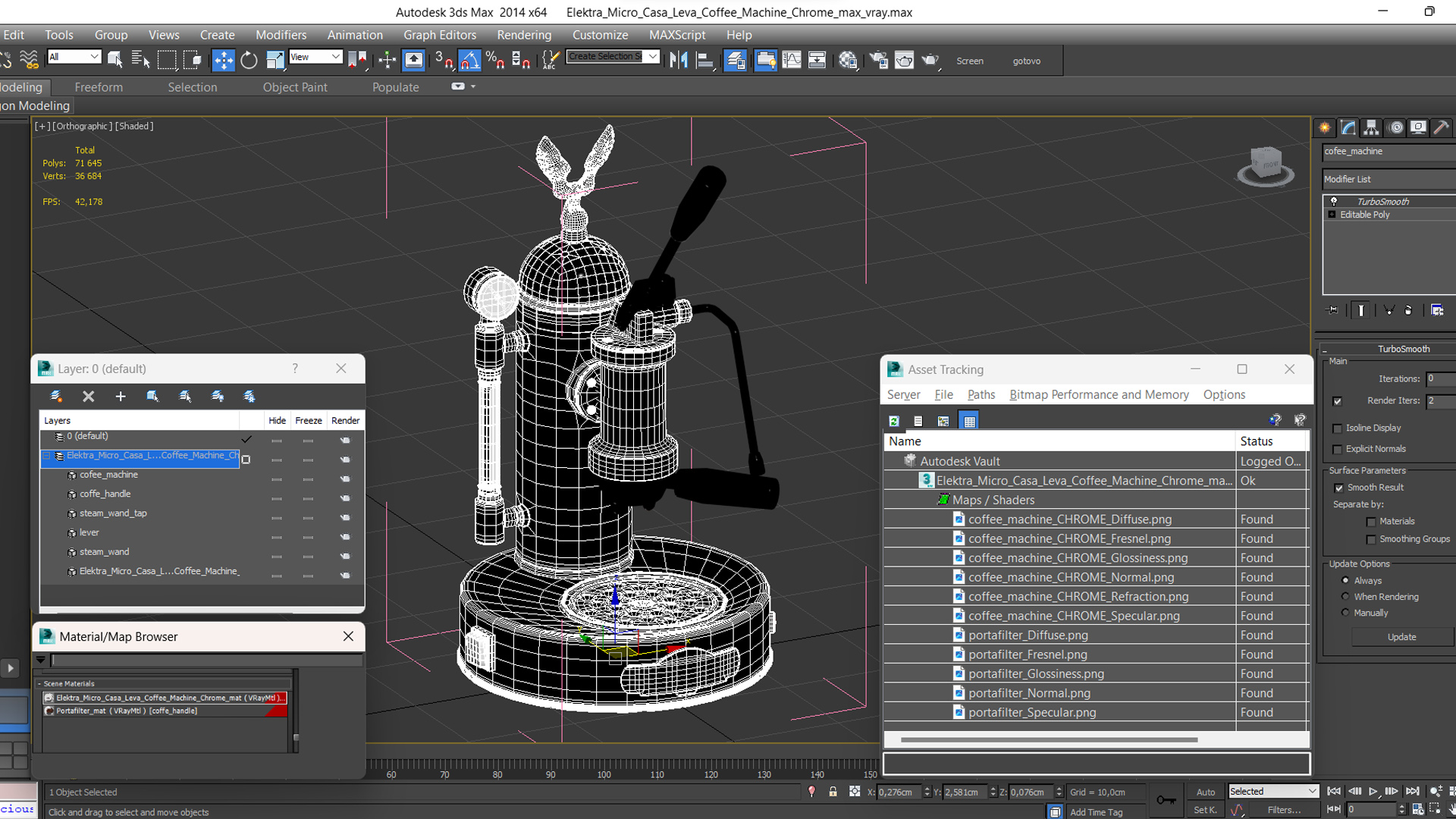 3D model Elektra Micro Casa Leva Coffee Machine Chrome
