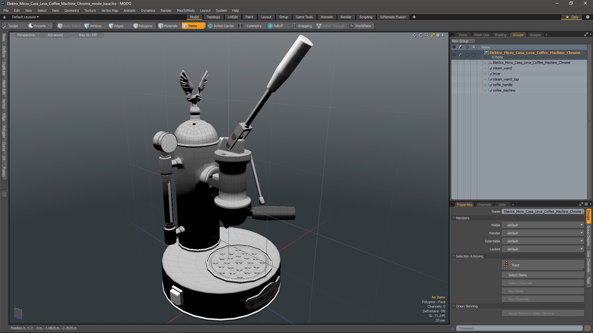 3D model Elektra Micro Casa Leva Coffee Machine Chrome