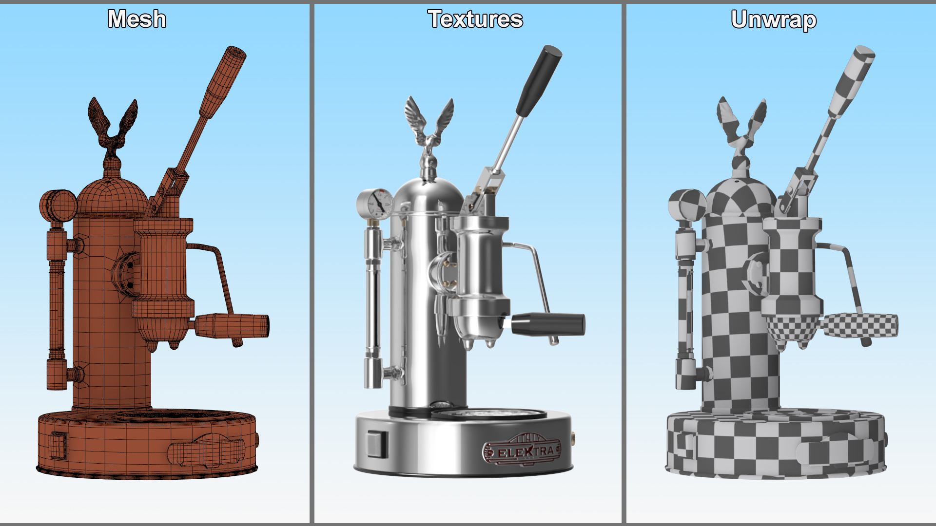 3D model Elektra Micro Casa Leva Coffee Machine Chrome