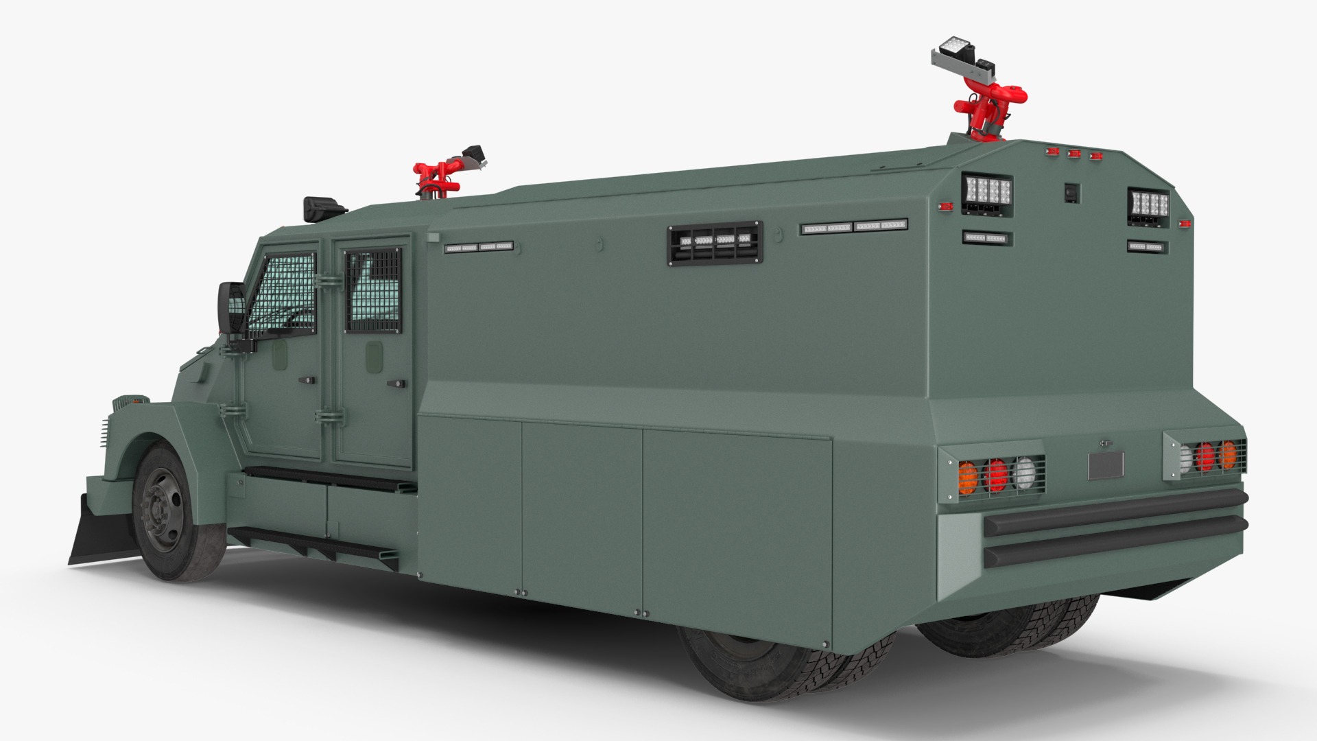 3D Armored Anti Riot Truck Green Rigged