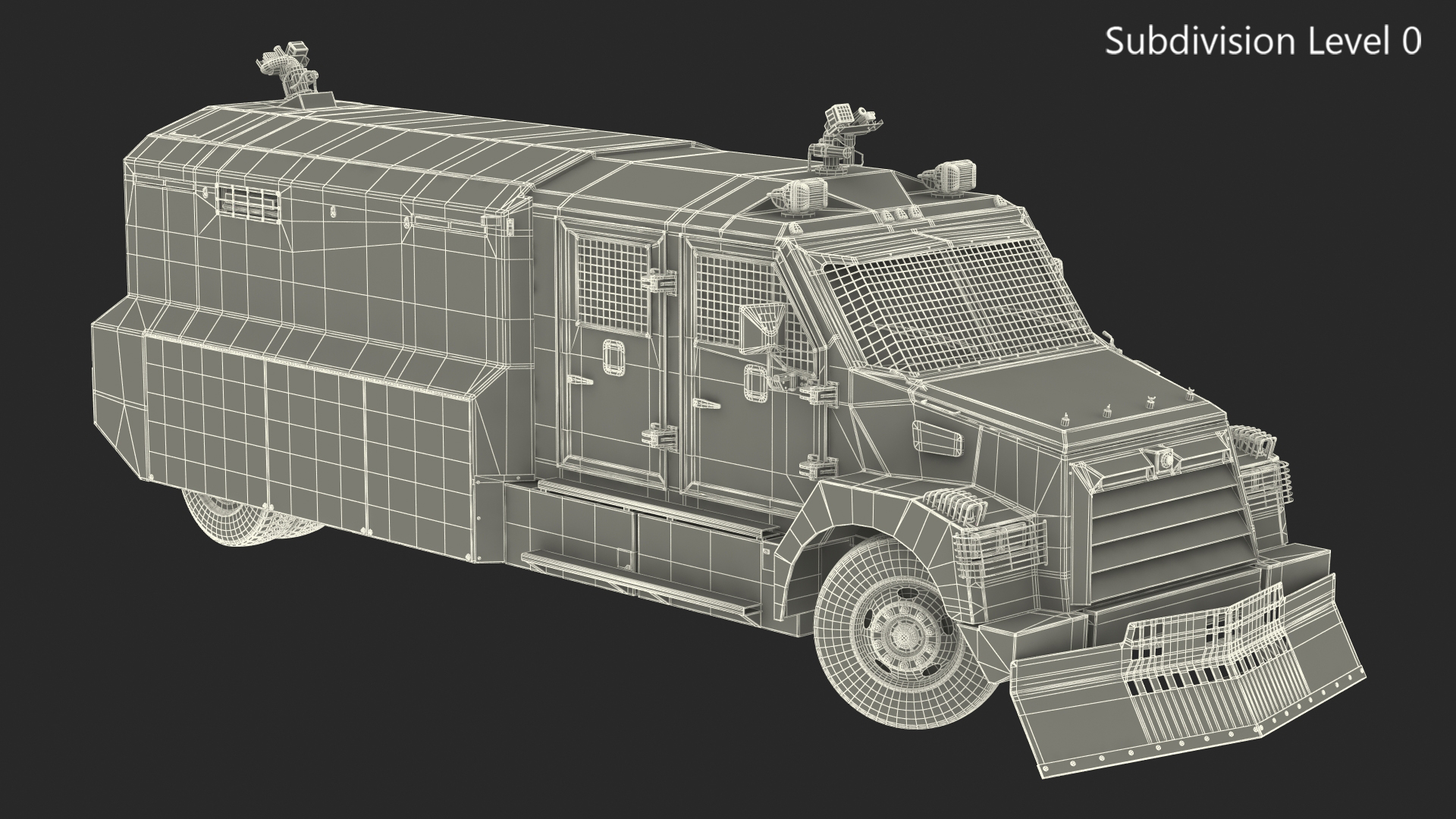 3D Armored Anti Riot Truck Green Rigged