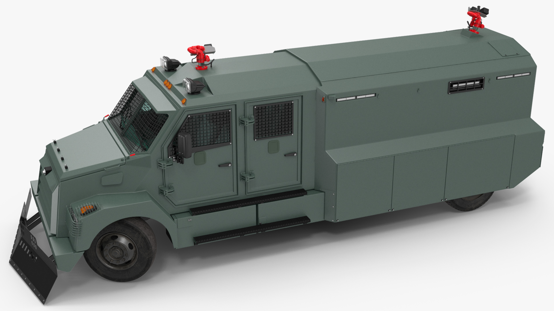 3D Armored Anti Riot Truck Green Rigged