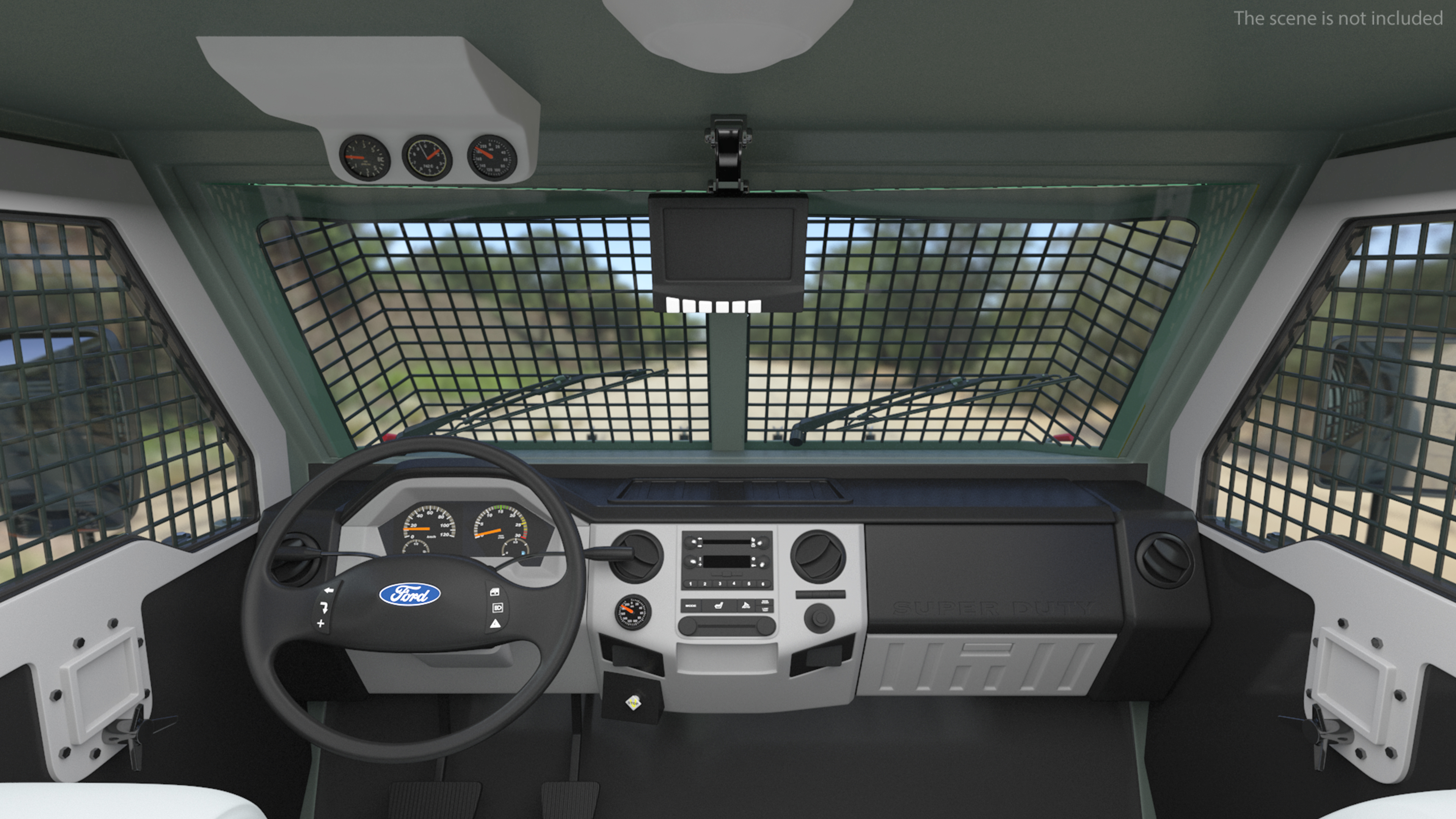 3D Armored Anti Riot Truck Green Rigged