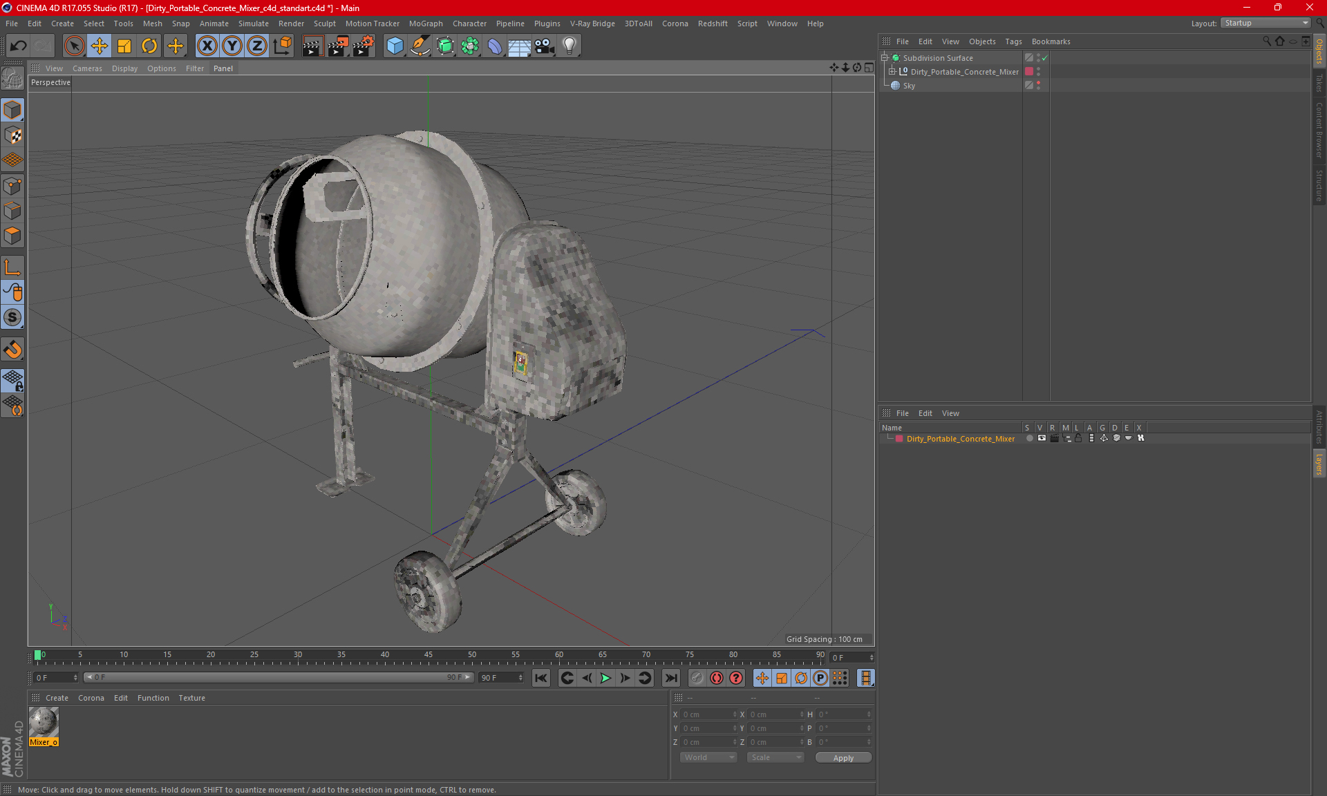 Dirty Portable Concrete Mixer 3D model