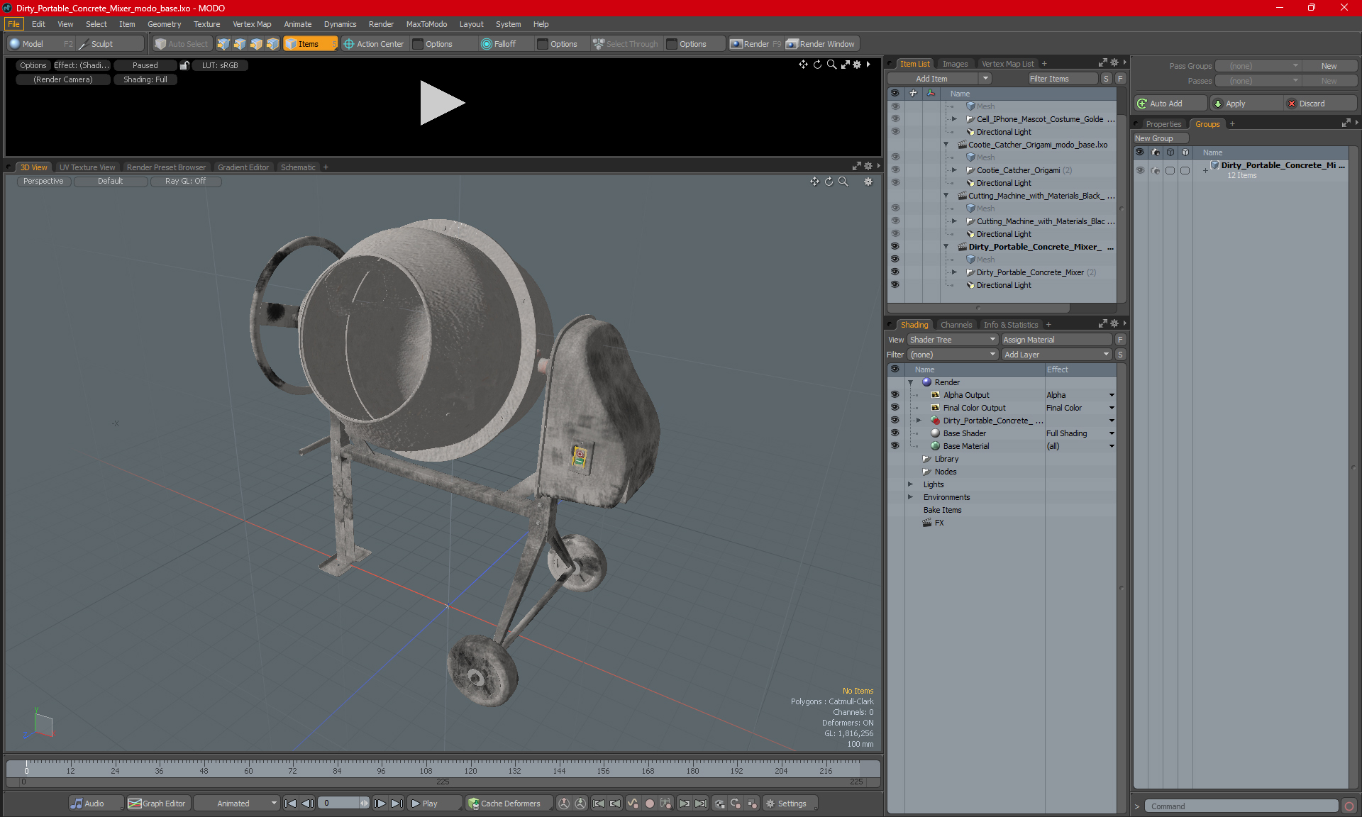 Dirty Portable Concrete Mixer 3D model