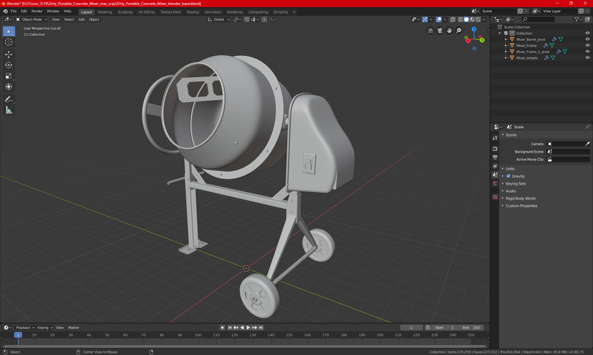 Dirty Portable Concrete Mixer 3D model