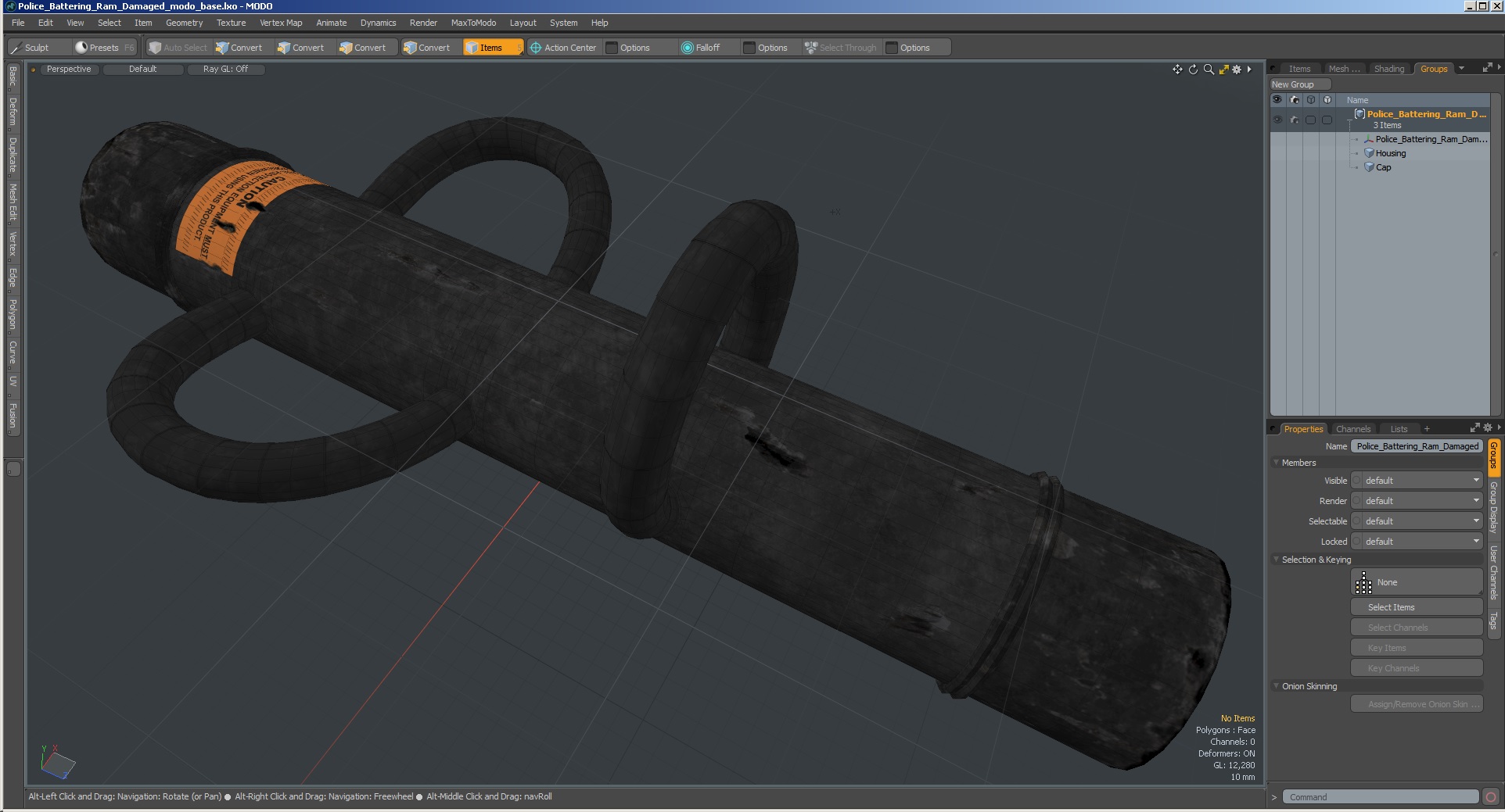 3D Police Battering Ram Damaged model