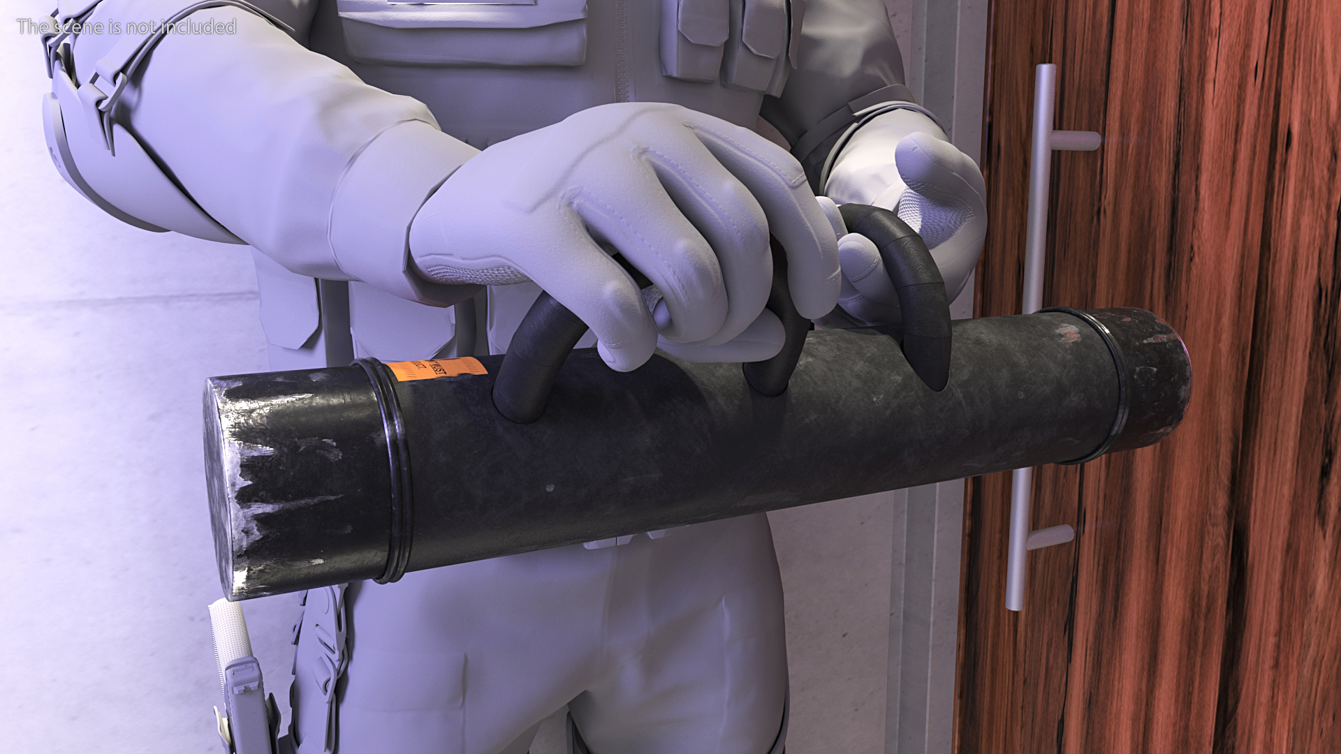 3D Police Battering Ram Damaged model
