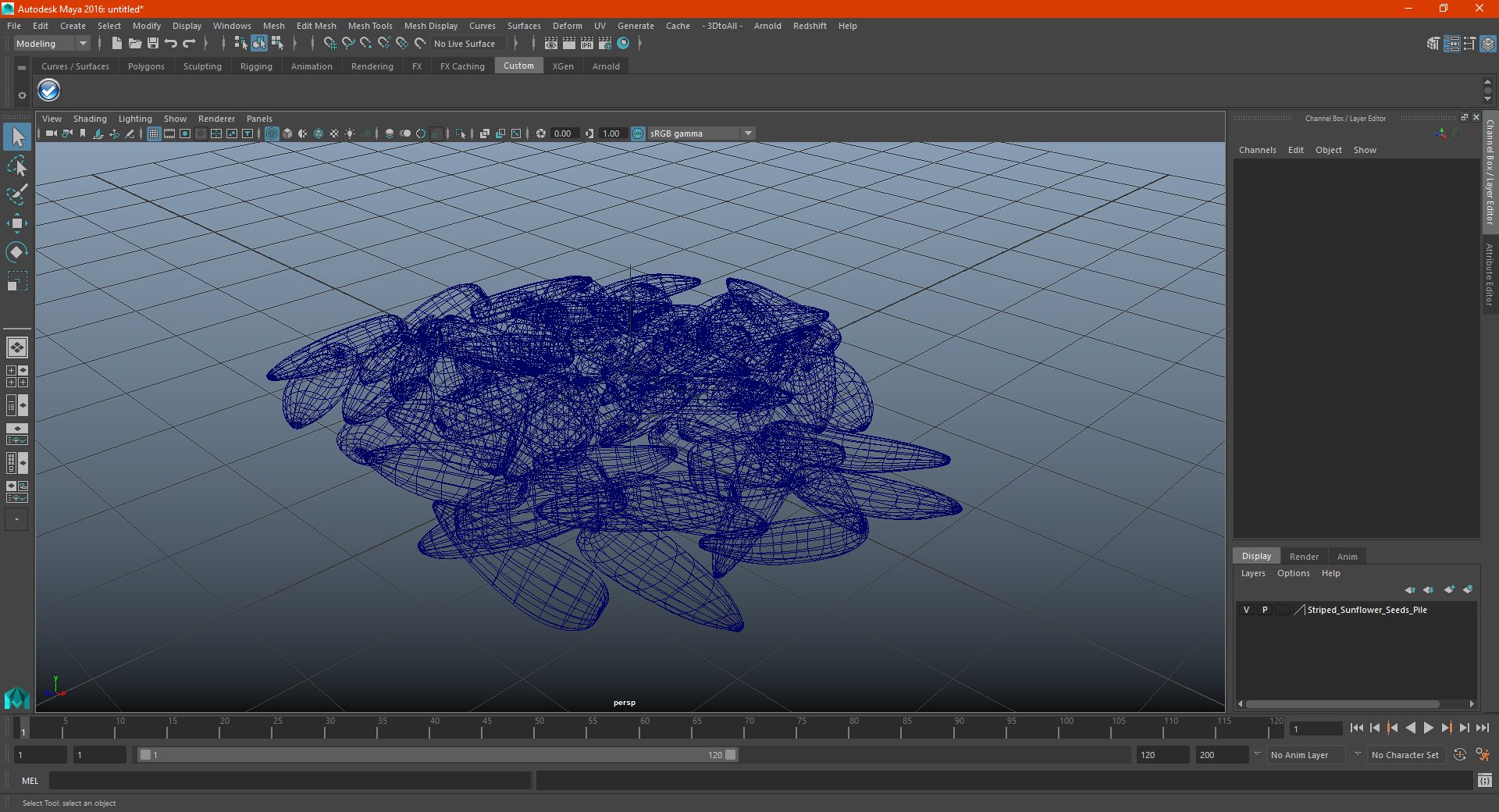 3D Striped Sunflower Seeds Pile model