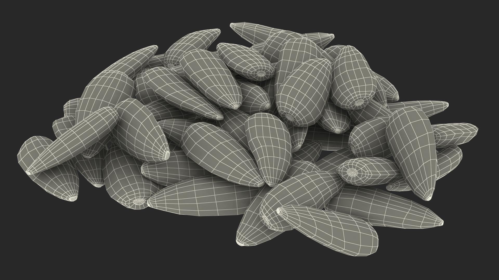 3D Striped Sunflower Seeds Pile model