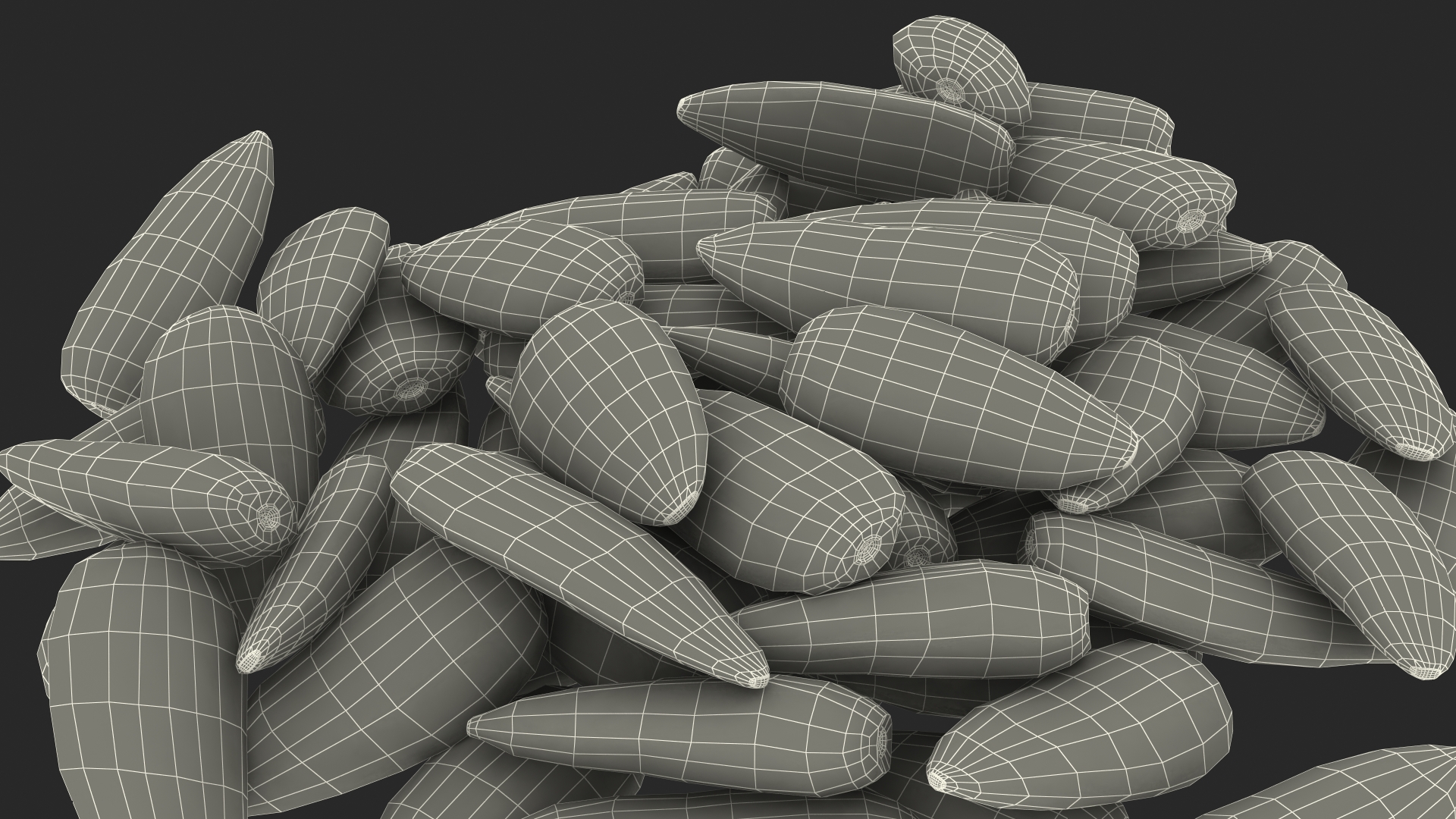 3D Striped Sunflower Seeds Pile model