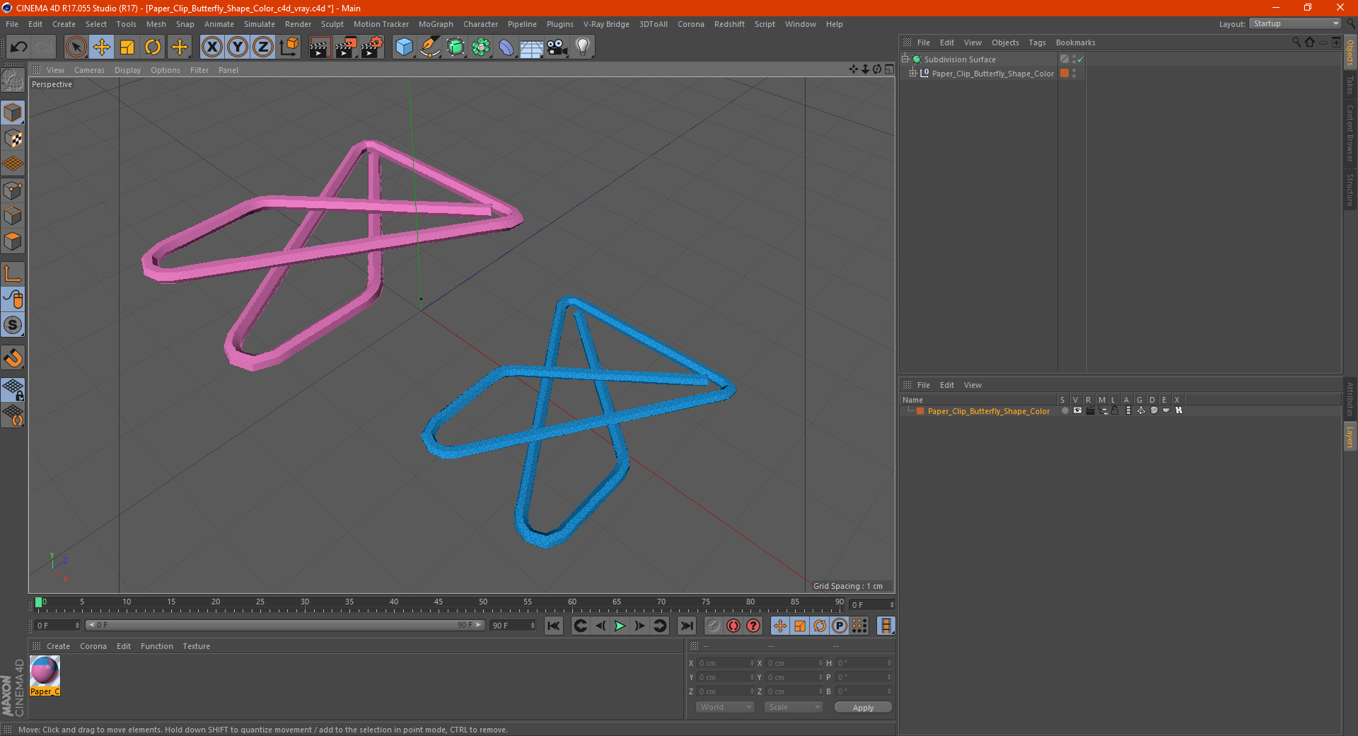 Paper Clip Butterfly Shape Color 3D