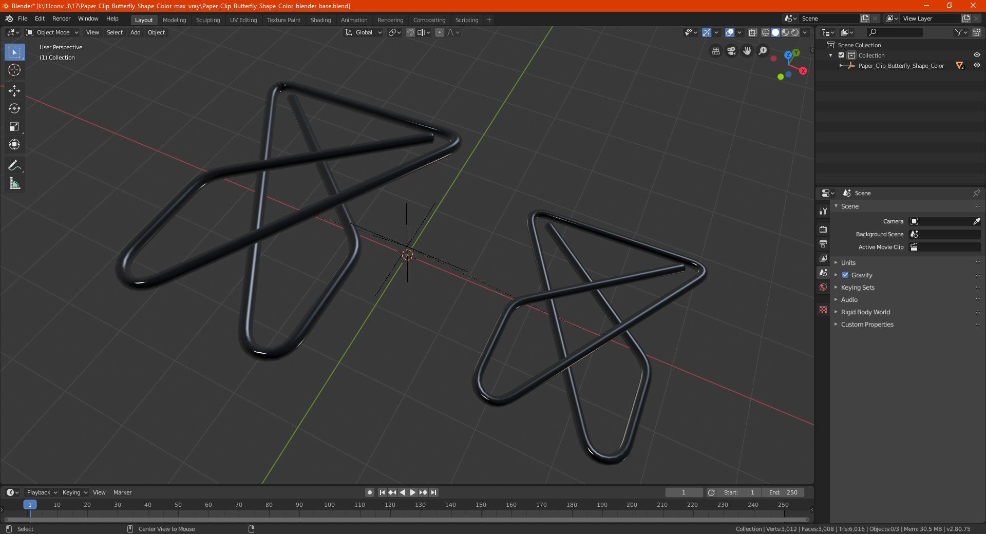 Paper Clip Butterfly Shape Color 3D