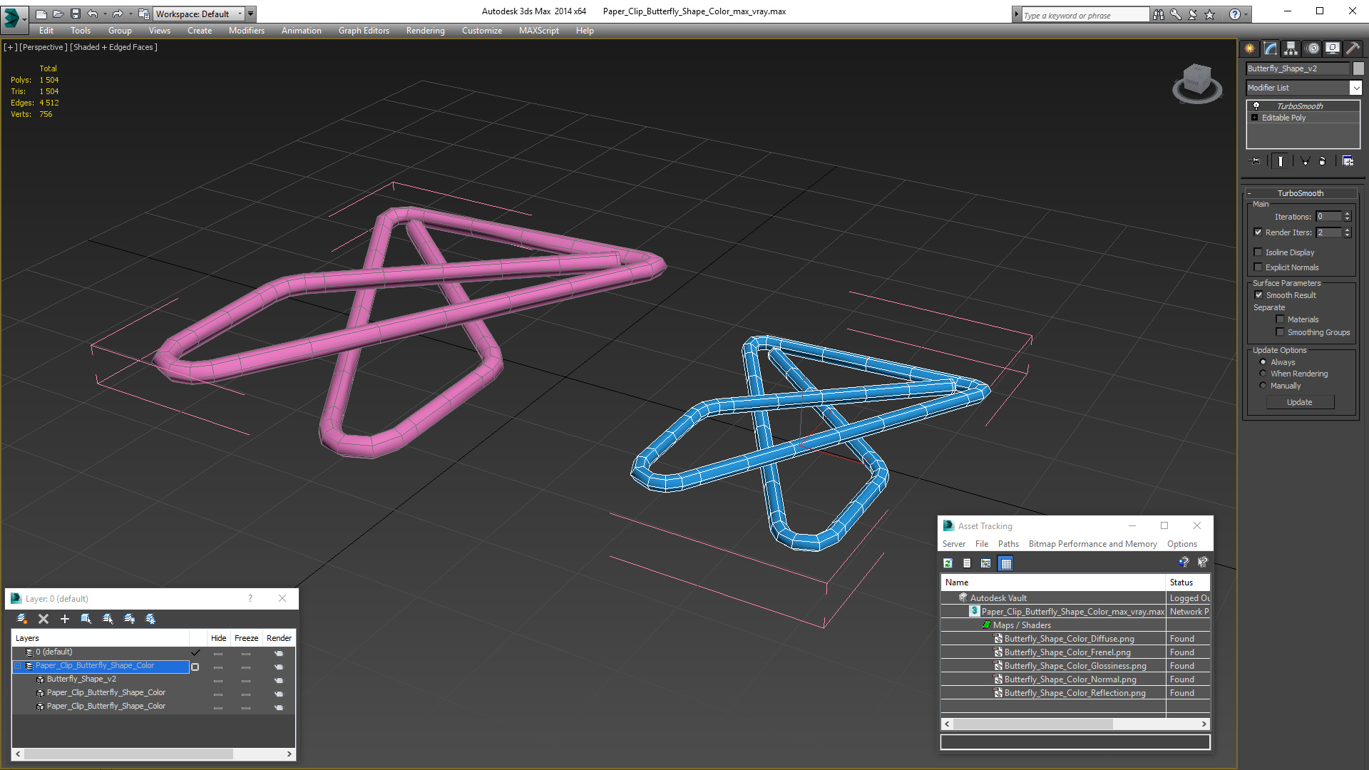 Paper Clip Butterfly Shape Color 3D