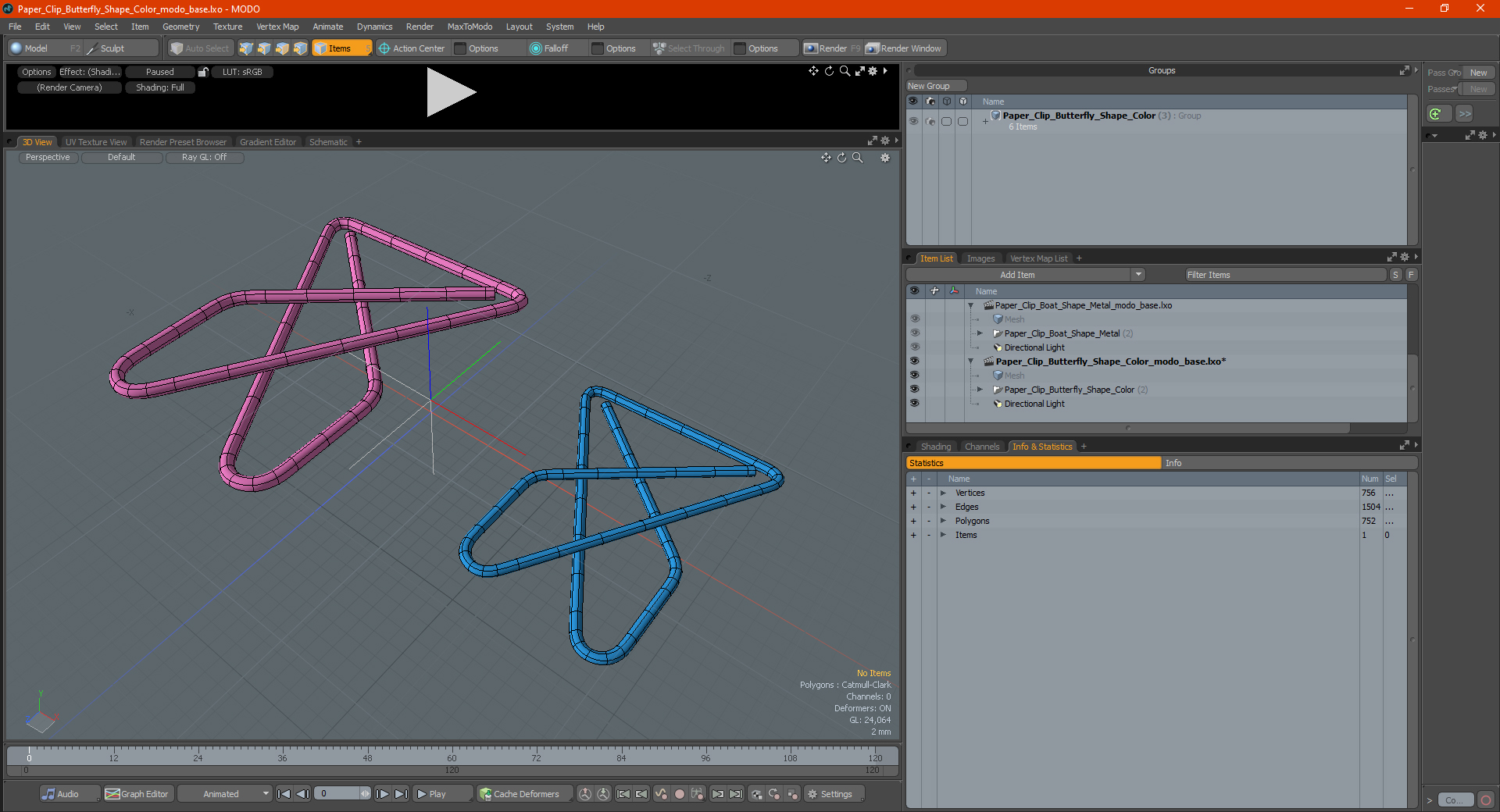 Paper Clip Butterfly Shape Color 3D
