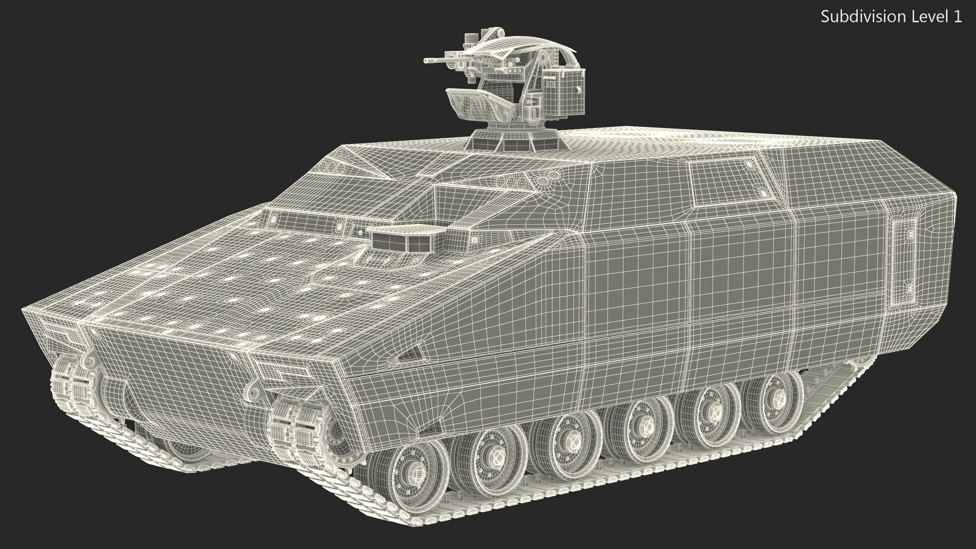 3D Next Gen Tracked Marine Assault Vehicle with Machine Gun Rigged model