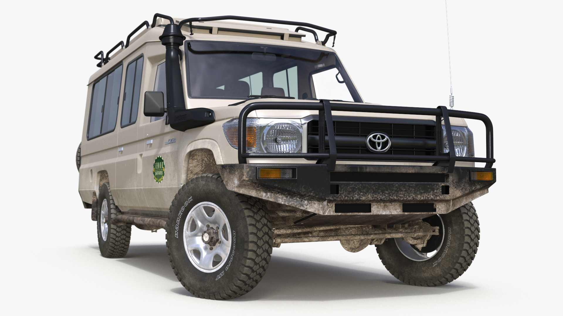 Toyota Land Cruiser Safari Beige Dirty Rigged for Cinema 4D 3D model