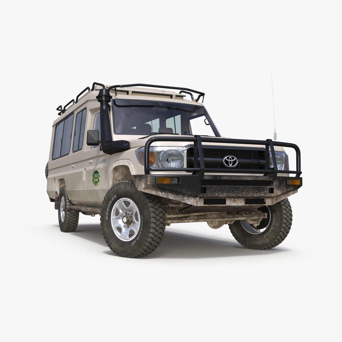 Toyota Land Cruiser Safari Beige Dirty Rigged for Cinema 4D 3D model