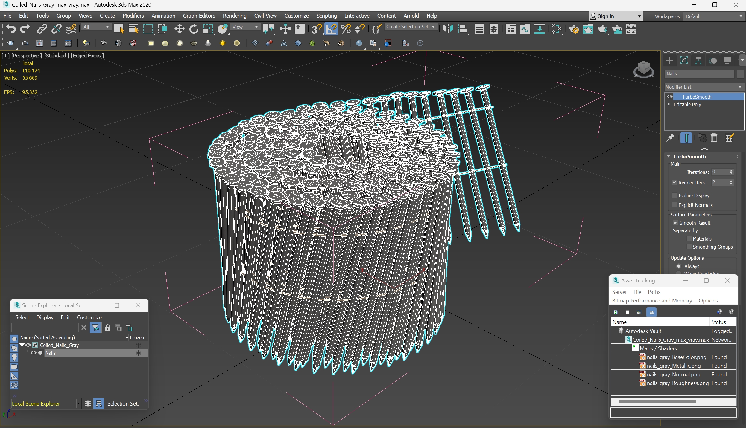 Coiled Nails Gray 3D