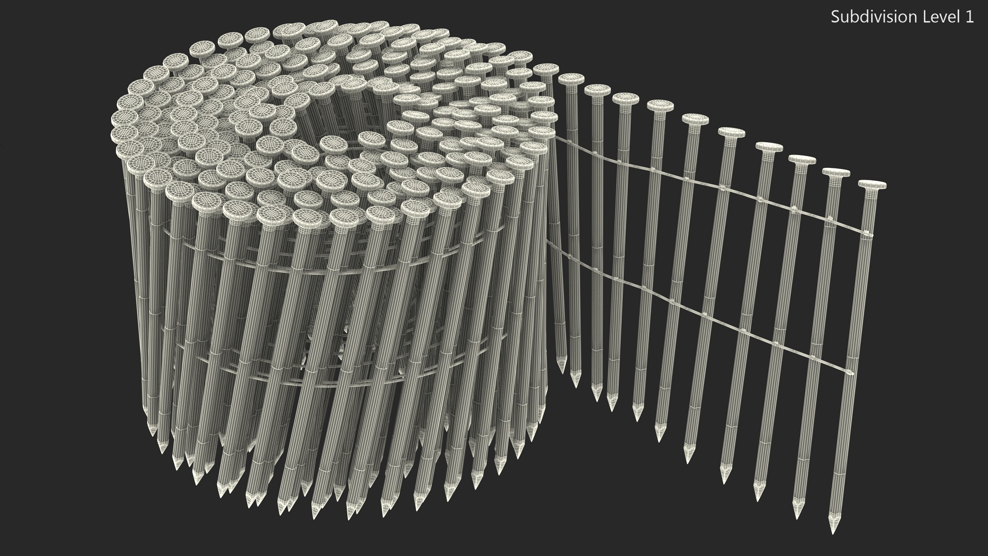 Coiled Nails Gray 3D