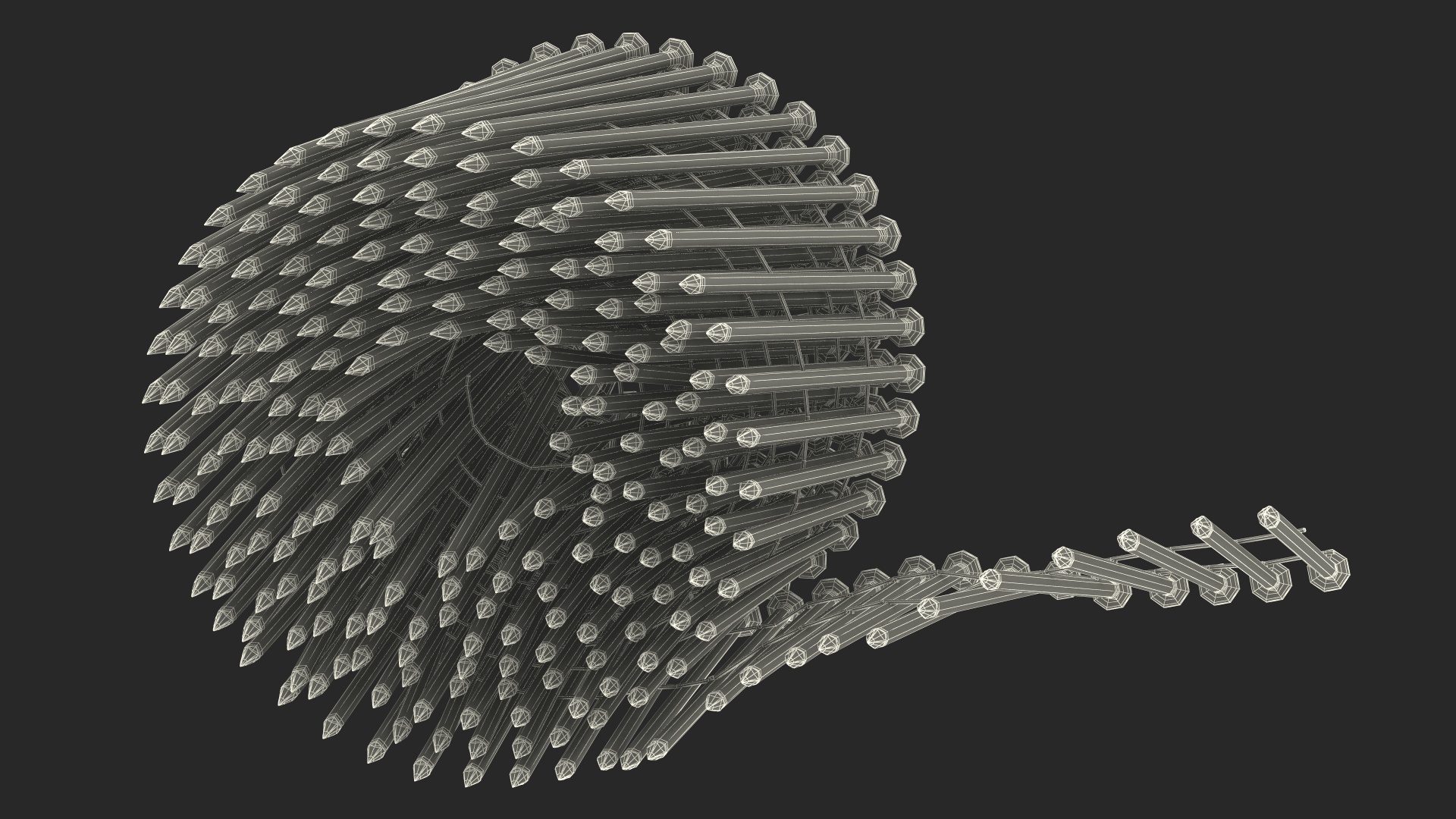Coiled Nails Gray 3D