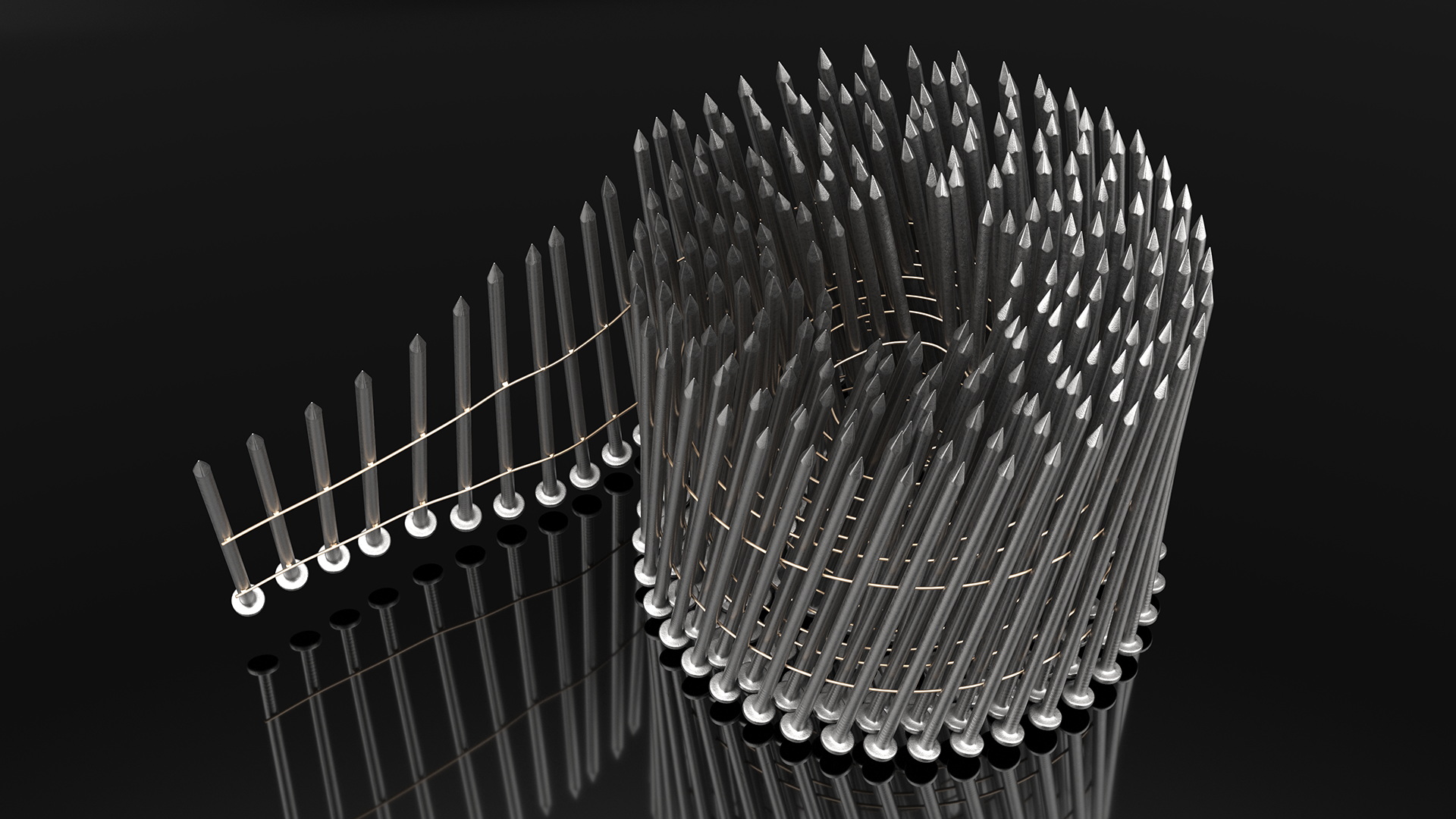 Coiled Nails Gray 3D