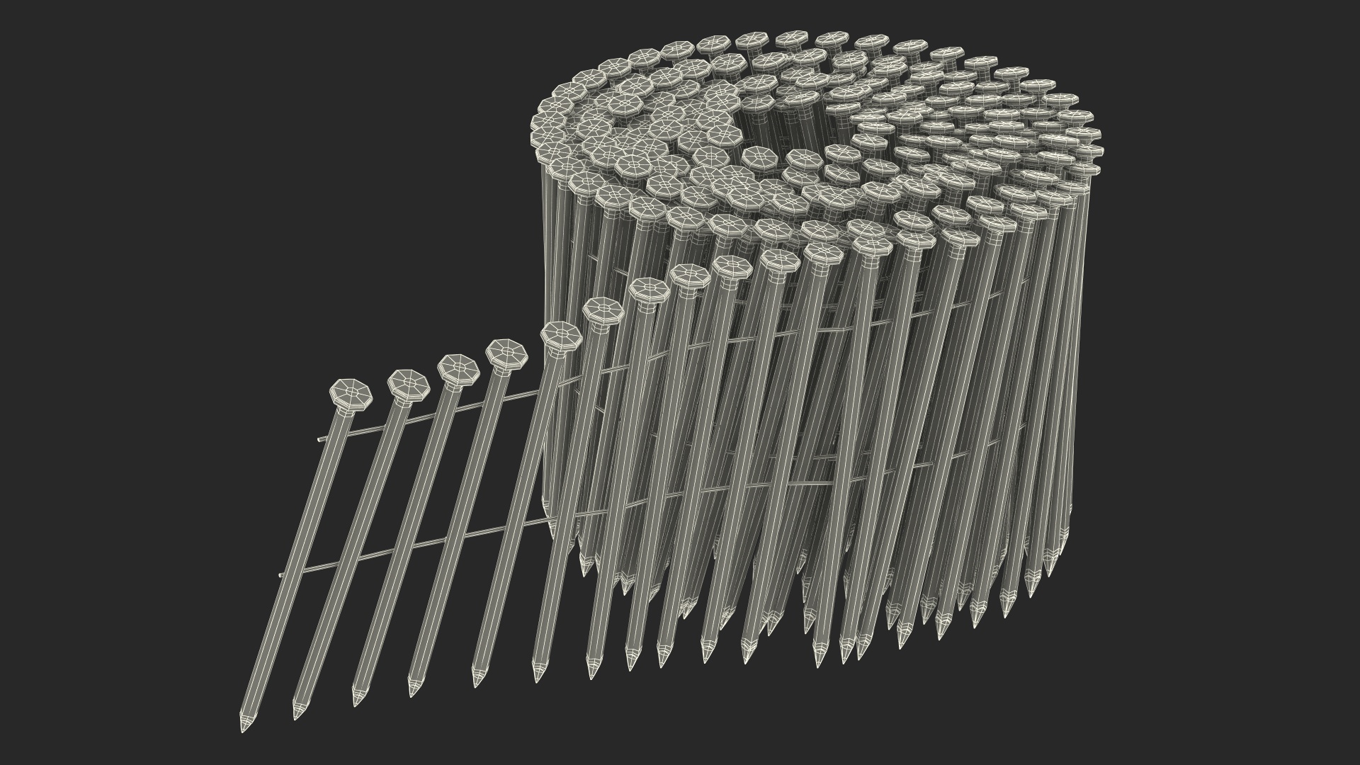 Coiled Nails Gray 3D