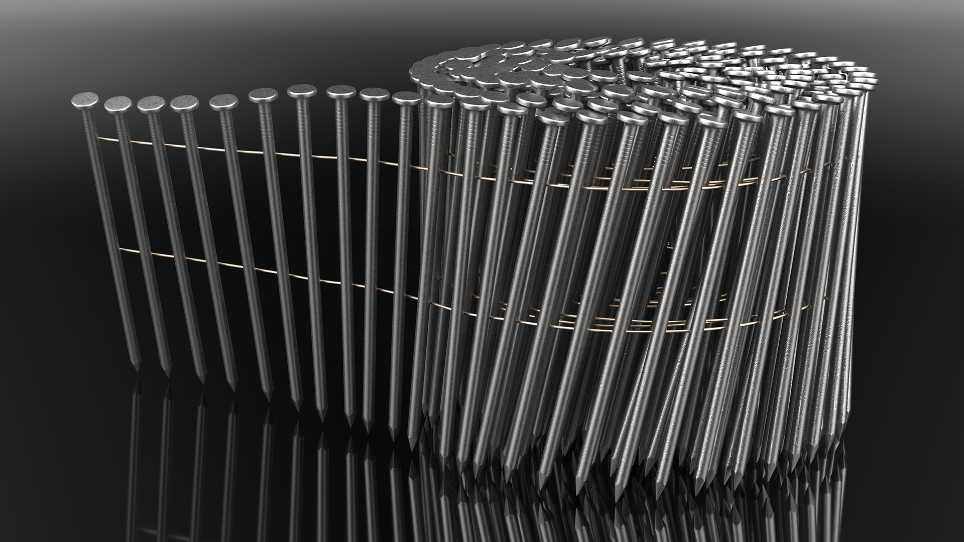 Coiled Nails Gray 3D