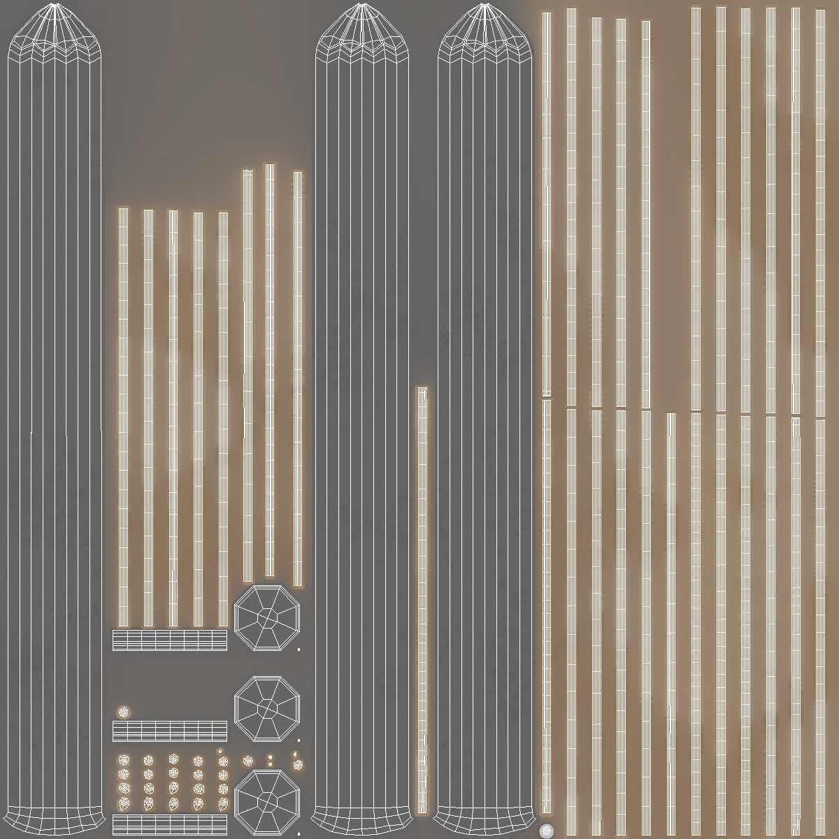 Coiled Nails Gray 3D