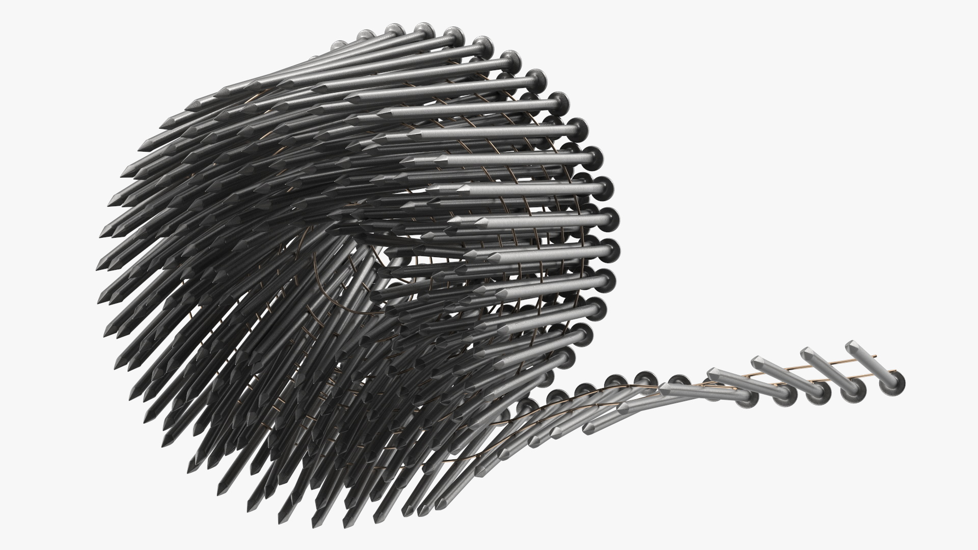 Coiled Nails Gray 3D