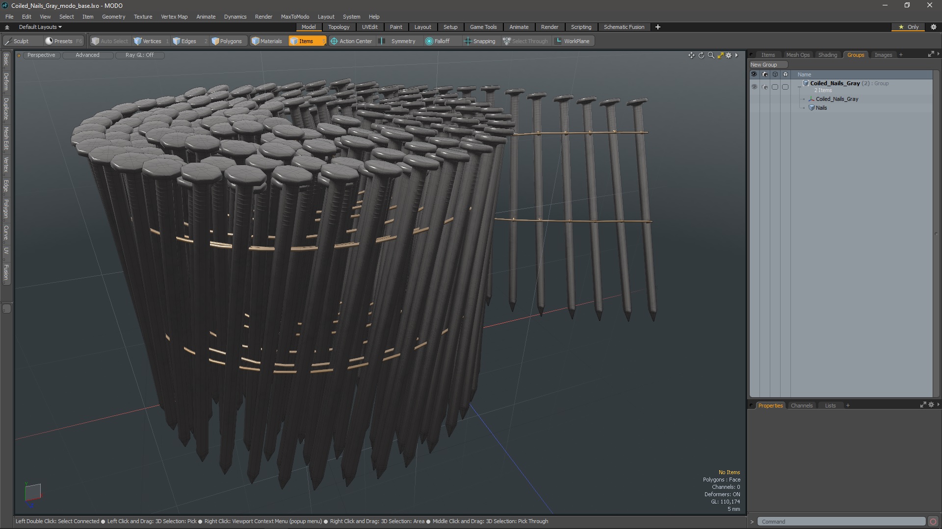 Coiled Nails Gray 3D