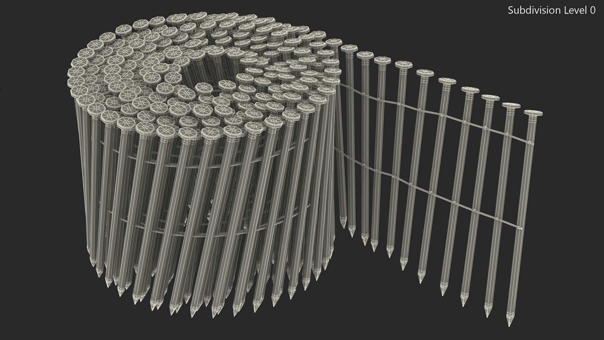 Coiled Nails Gray 3D