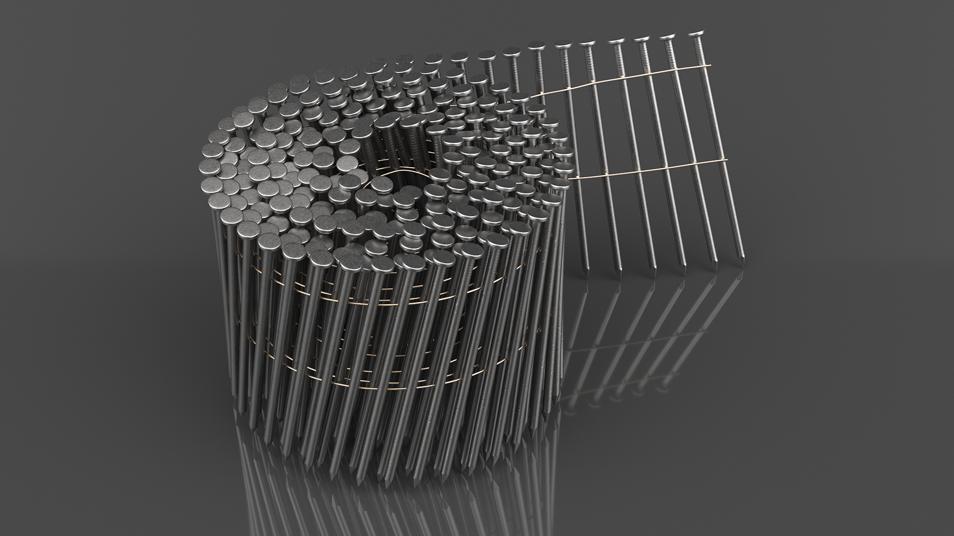 Coiled Nails Gray 3D