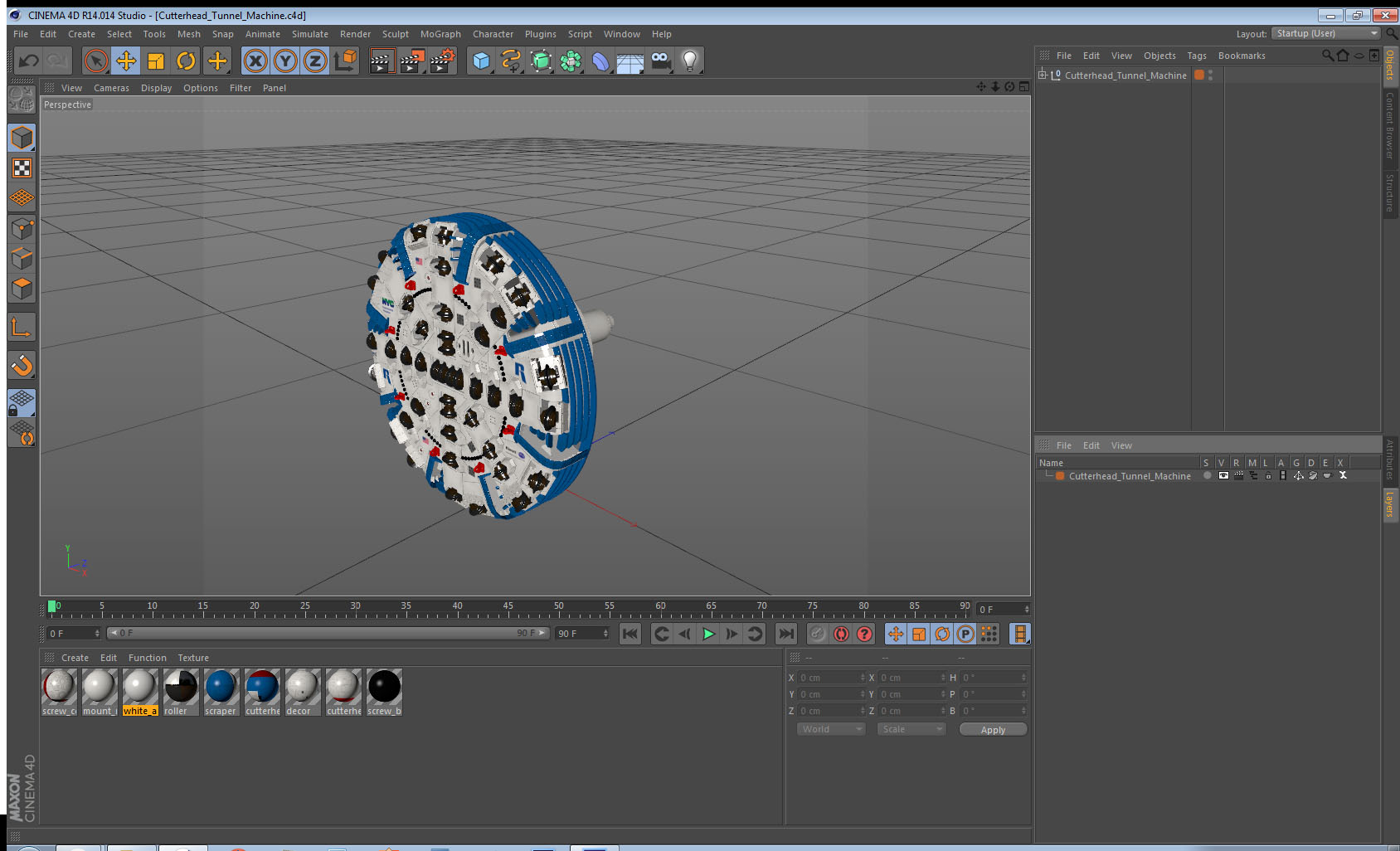 3D model Cutterhead Tunnel Machine