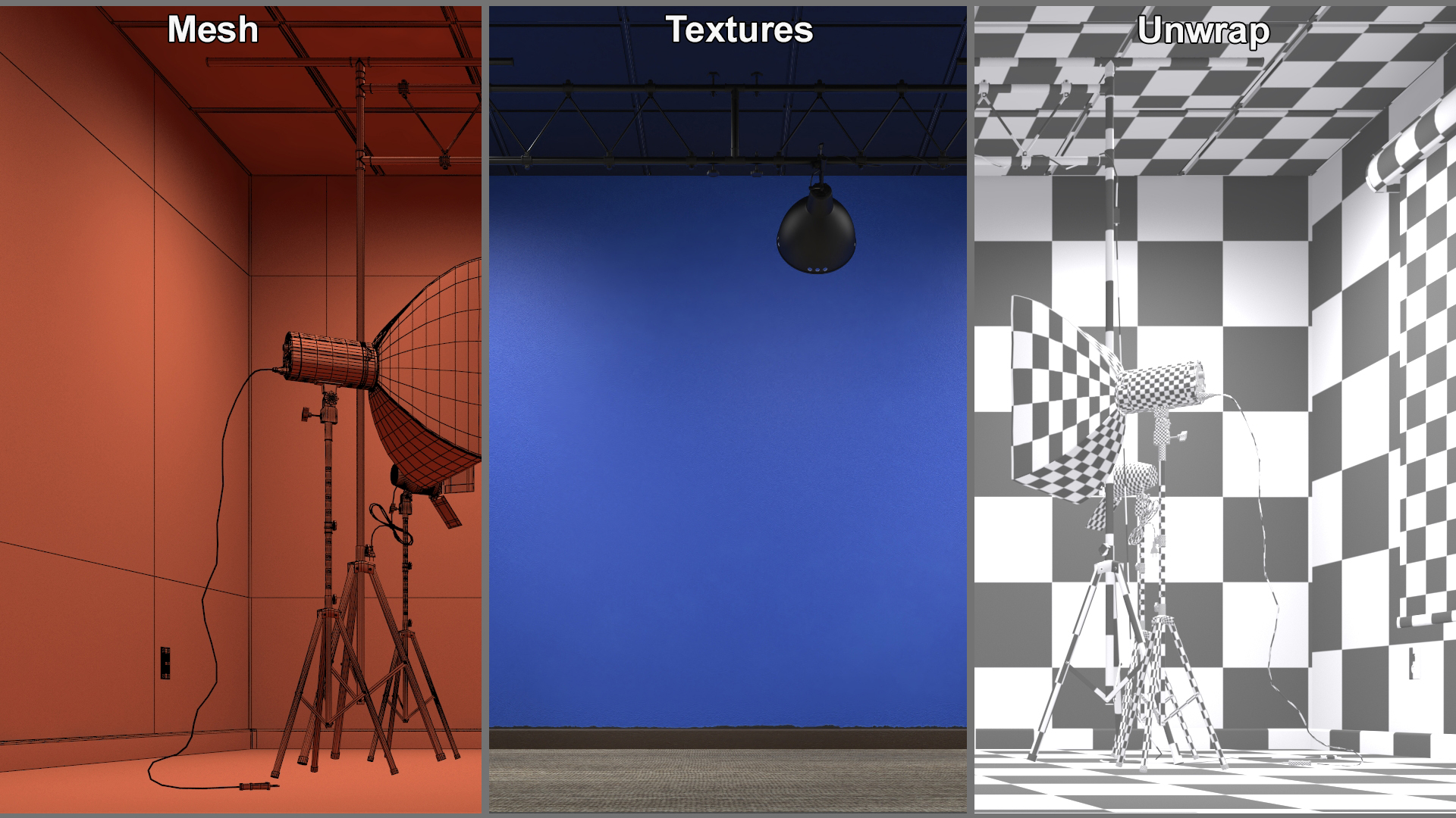 Professional Photography Studio Setup Blue 3D