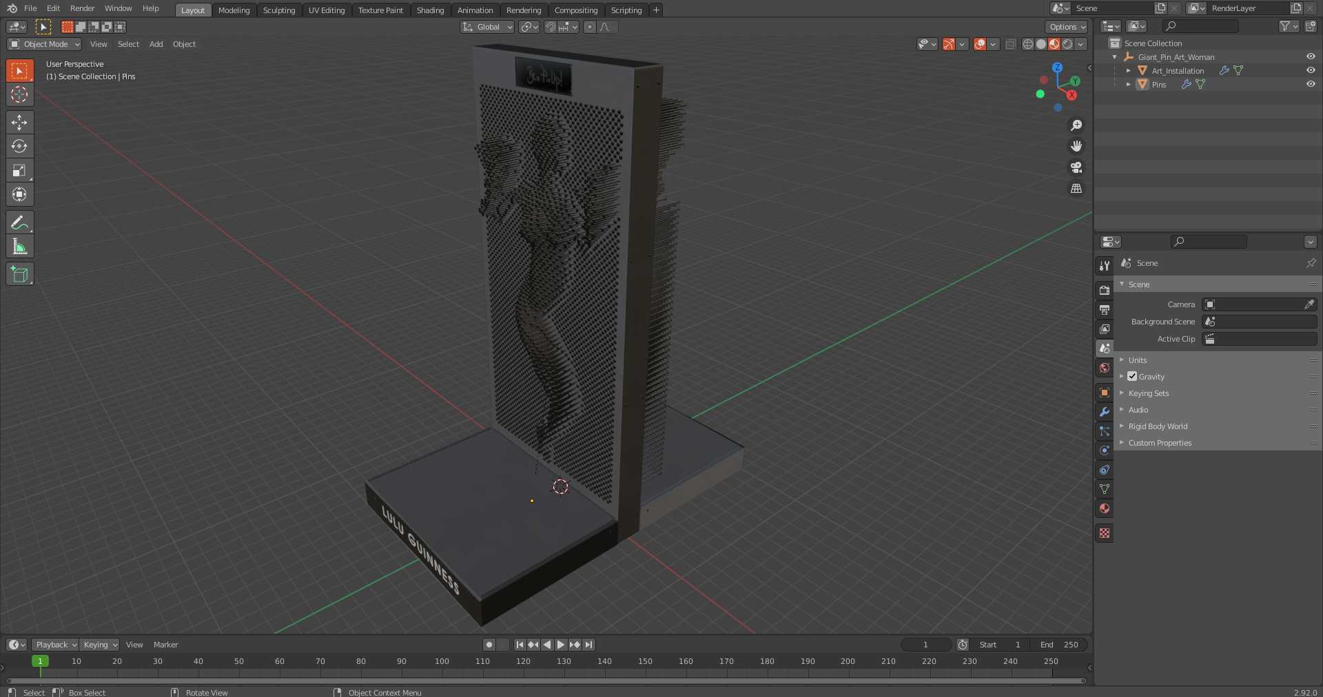 Giant Pin Art Woman 3D model