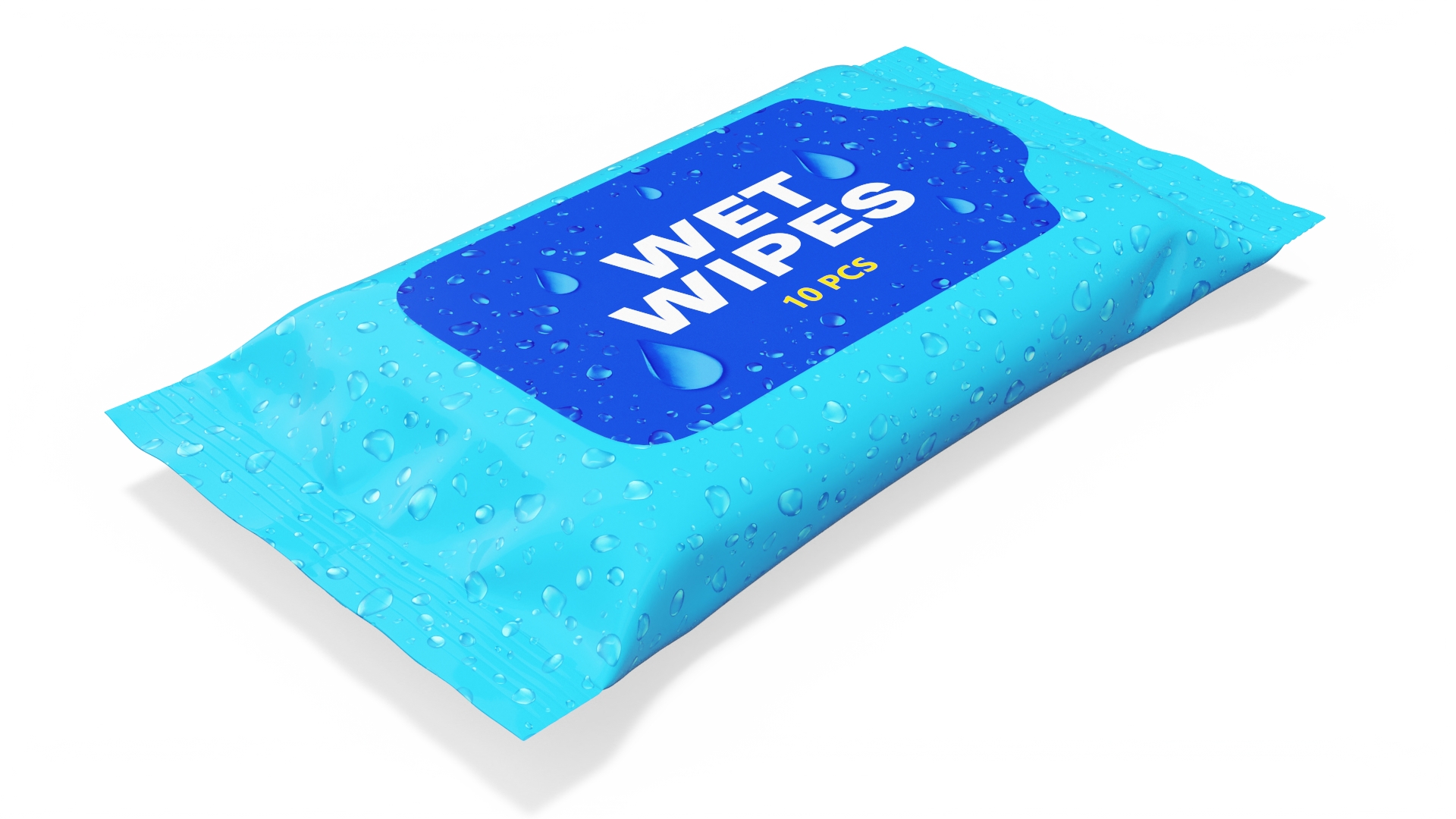 3D Small Wet Wipes Package Blue model