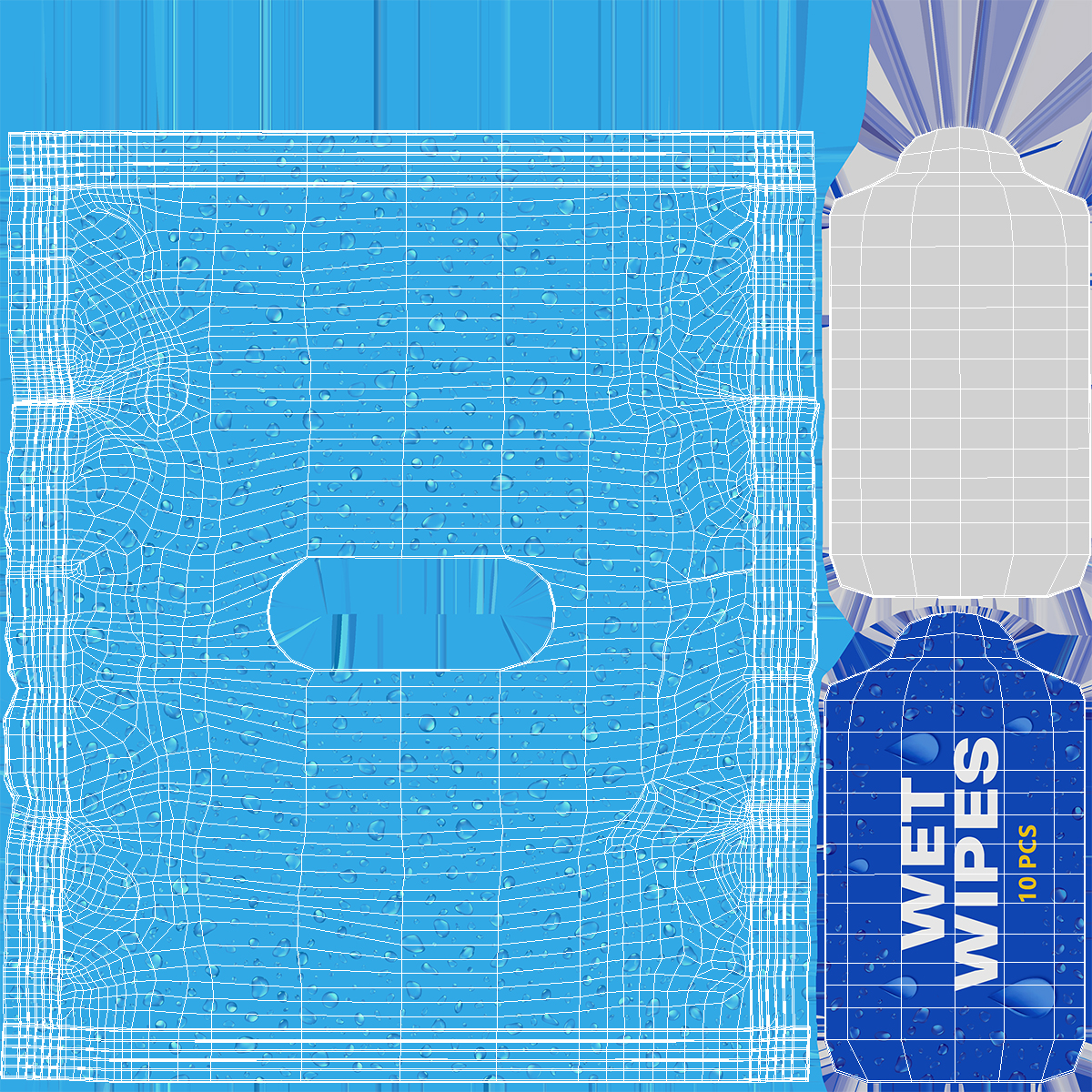 3D Small Wet Wipes Package Blue model