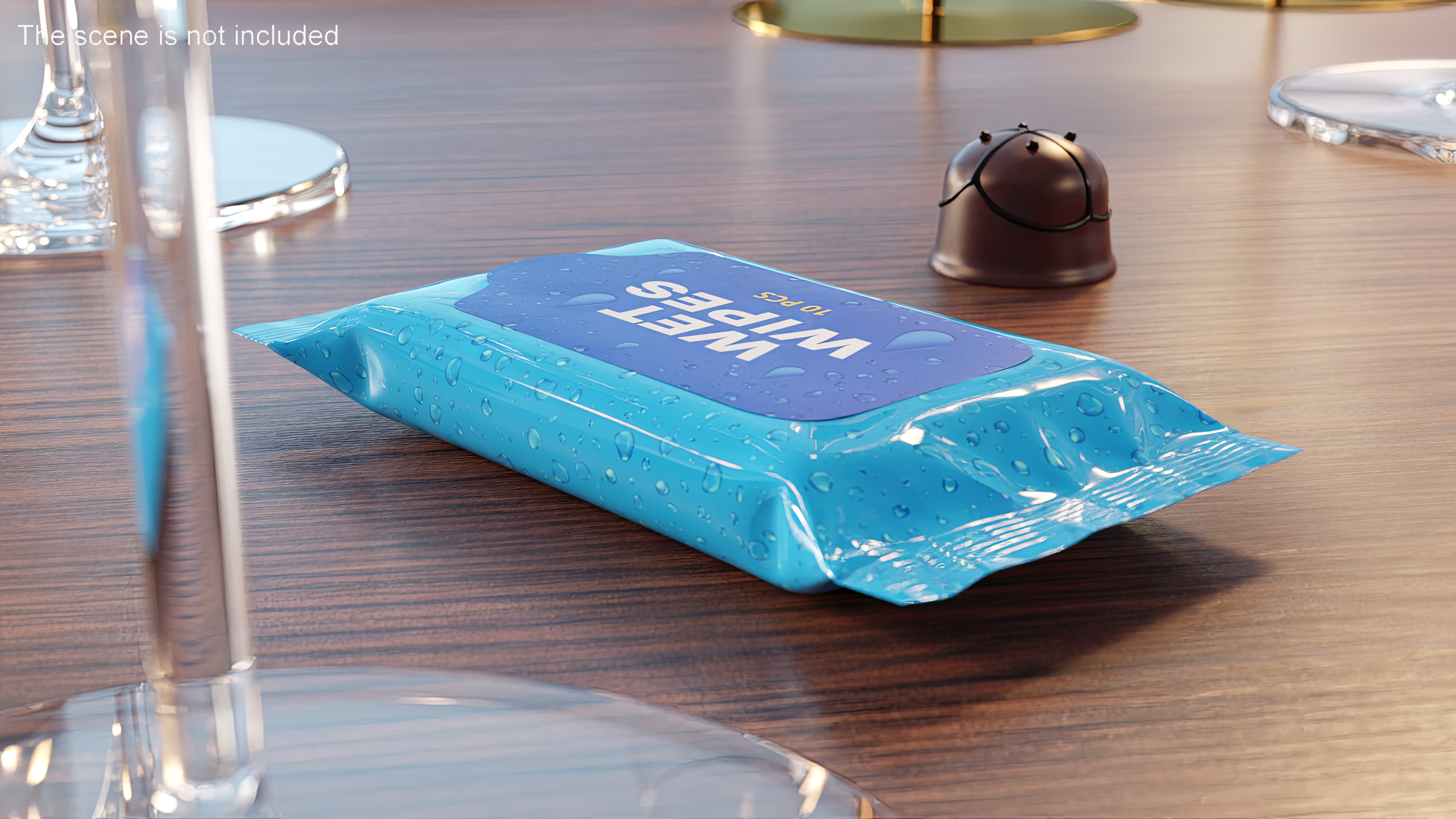 3D Small Wet Wipes Package Blue model