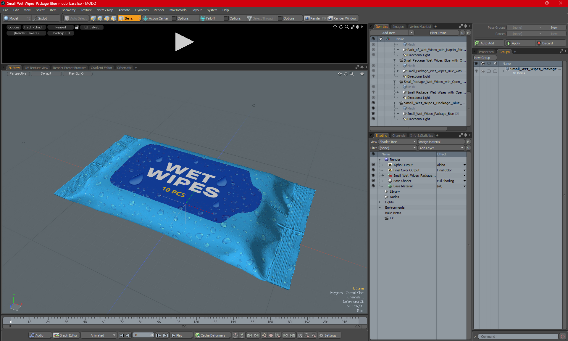 3D Small Wet Wipes Package Blue model