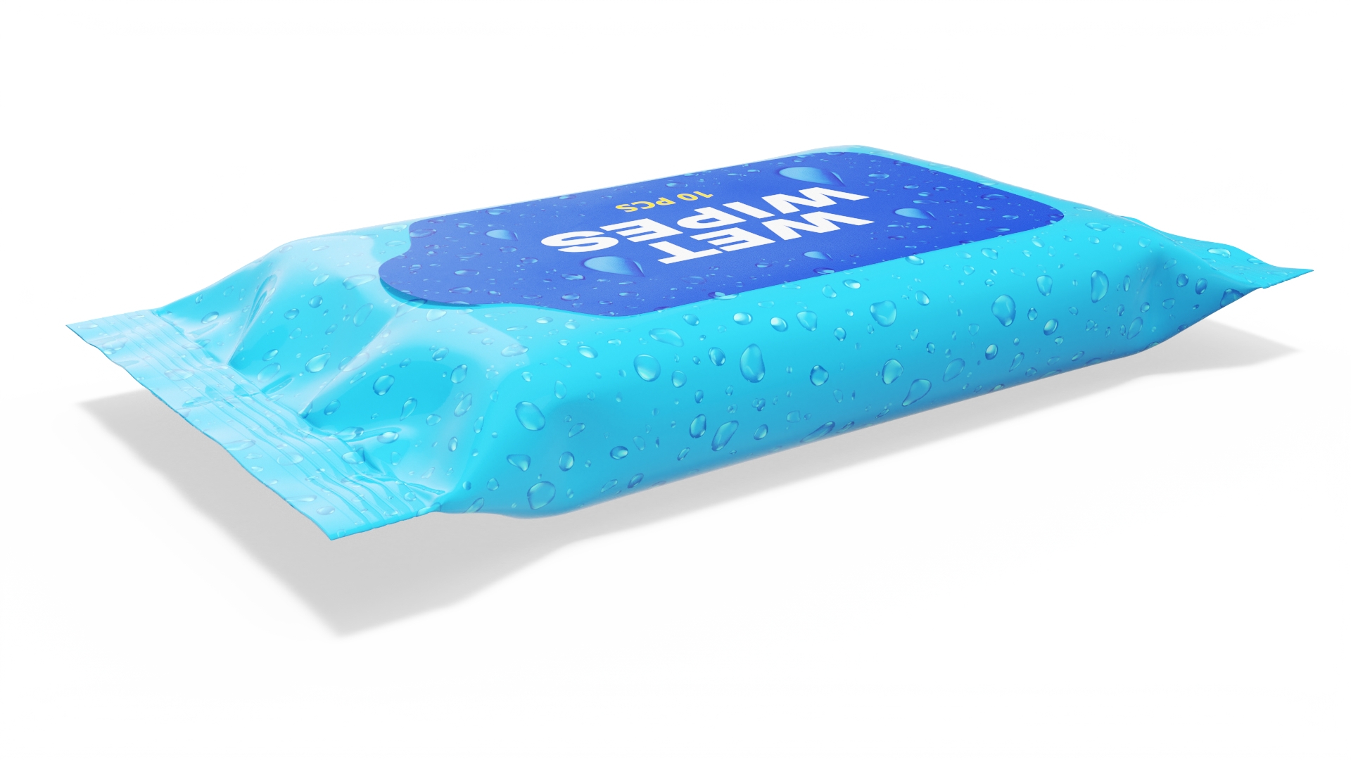 3D Small Wet Wipes Package Blue model